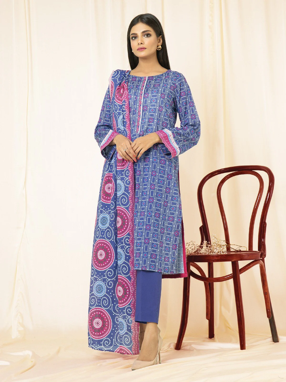 Unstitched Printed Lawn Suit - EWU22A1-23075
