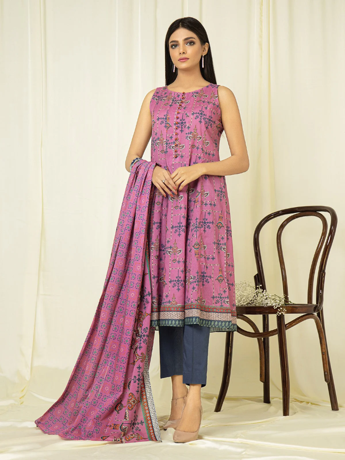 Unstitched Printed Lawn Shirt Dupatta - EWU22A1-23102SD