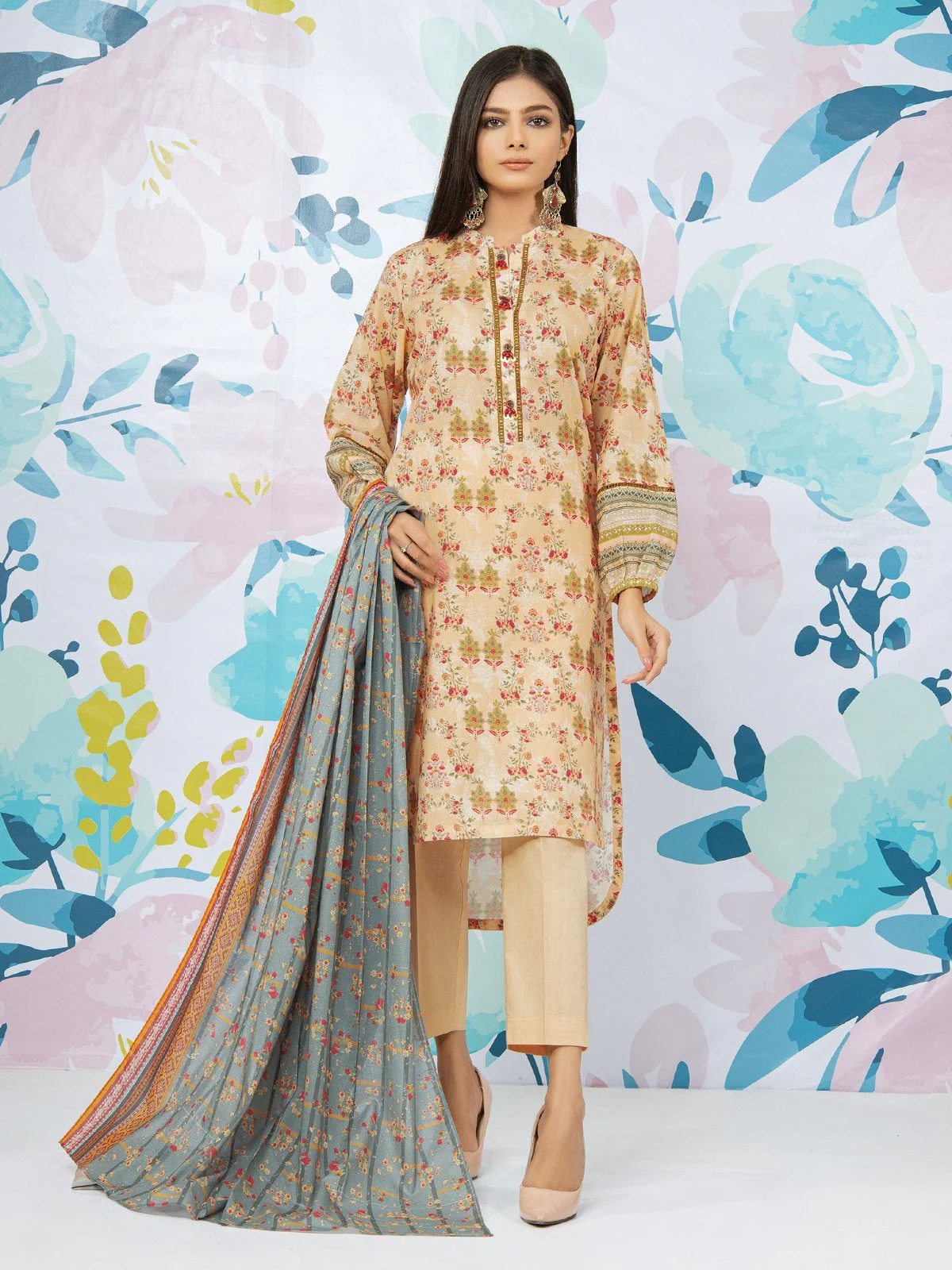 Unstitched Printed Lawn Suit - EWU22A1-23185