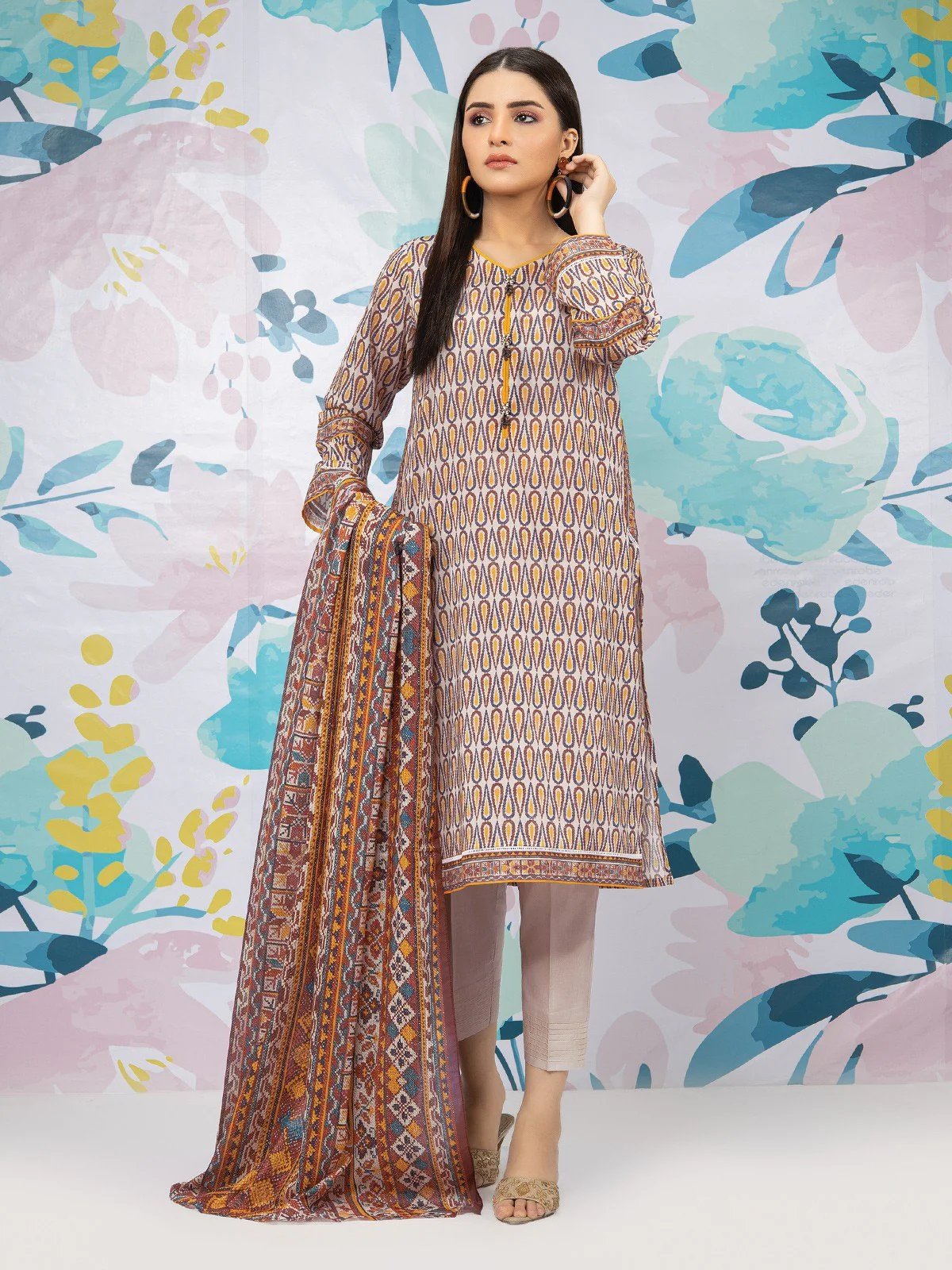 Unstitched Printed Lawn Suit - EWU22A1-23406