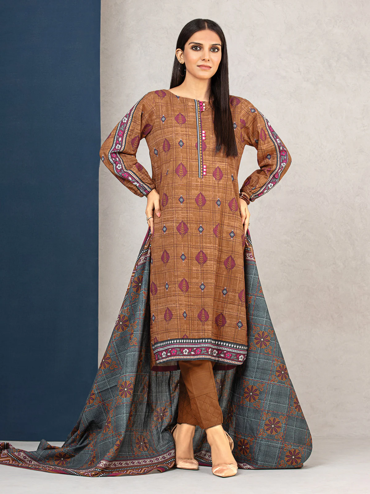 Unstitched Printed Khaddar Suit - EWU22A3-24700