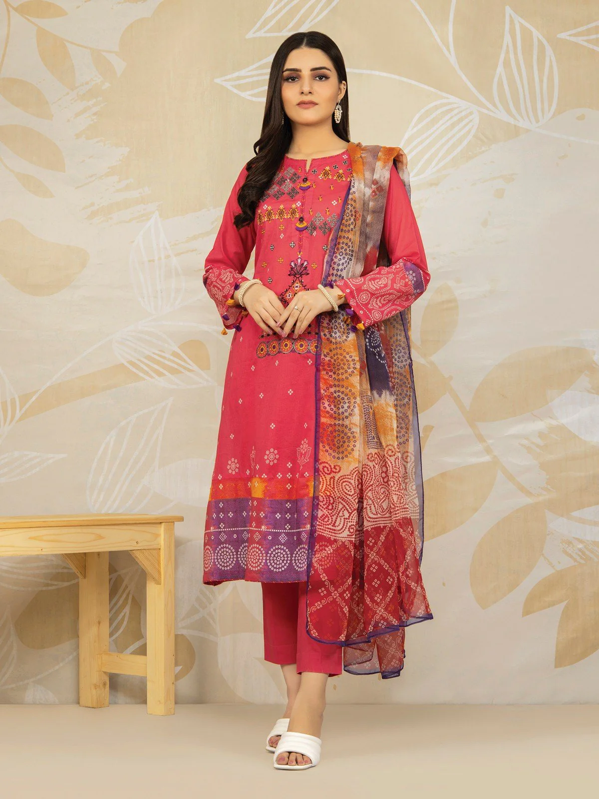 Unstitched Embroidered Lawn Shirt Dupatta - EWU22V1-23580SD