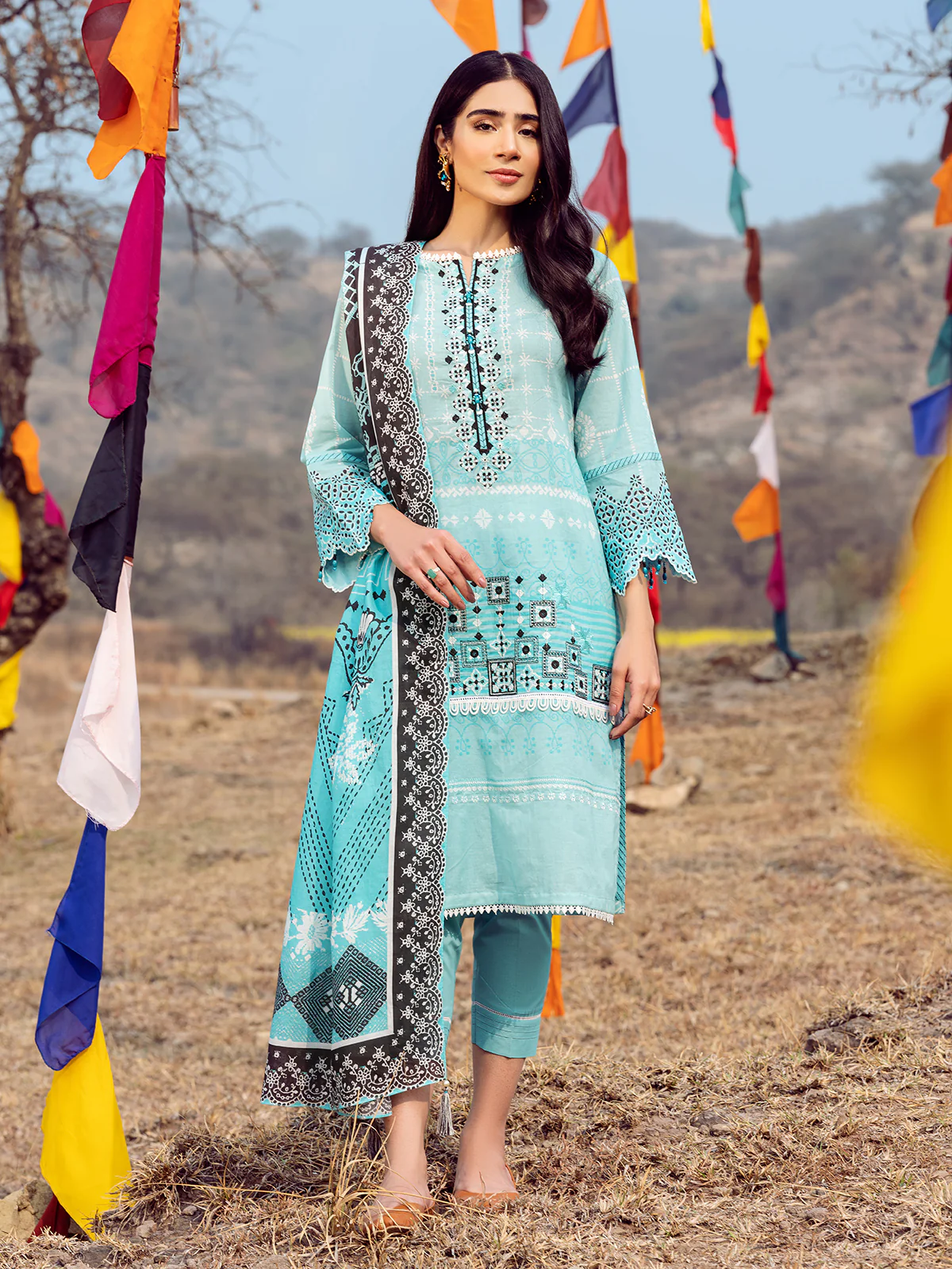 Unstitched Embroidered Lawn Shirt Dupatta - EWU22V1-23649