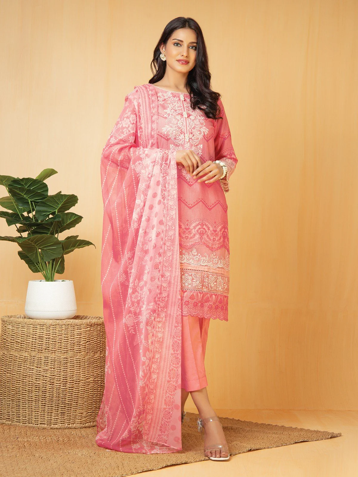 Unstitched Embroidered Lawn Shirt - EWU22V1-23670S