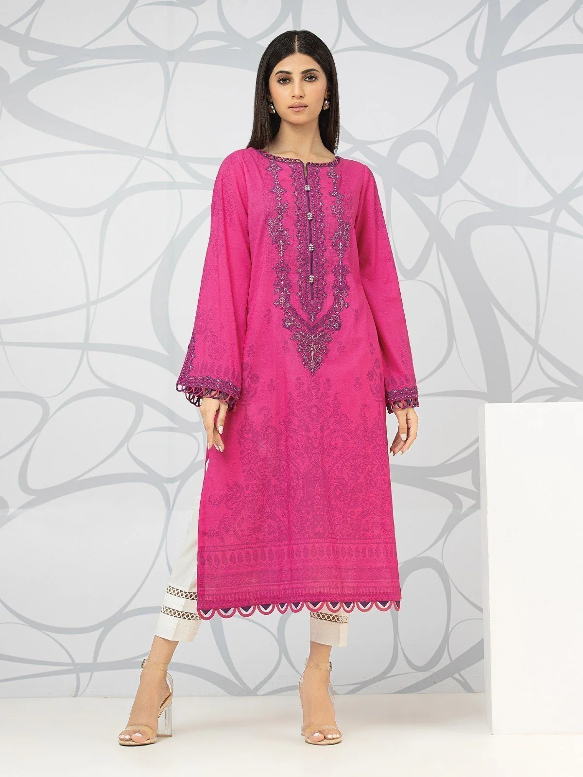 Unstitched Embroidered Lawn Shirt - EWU22V1-23704