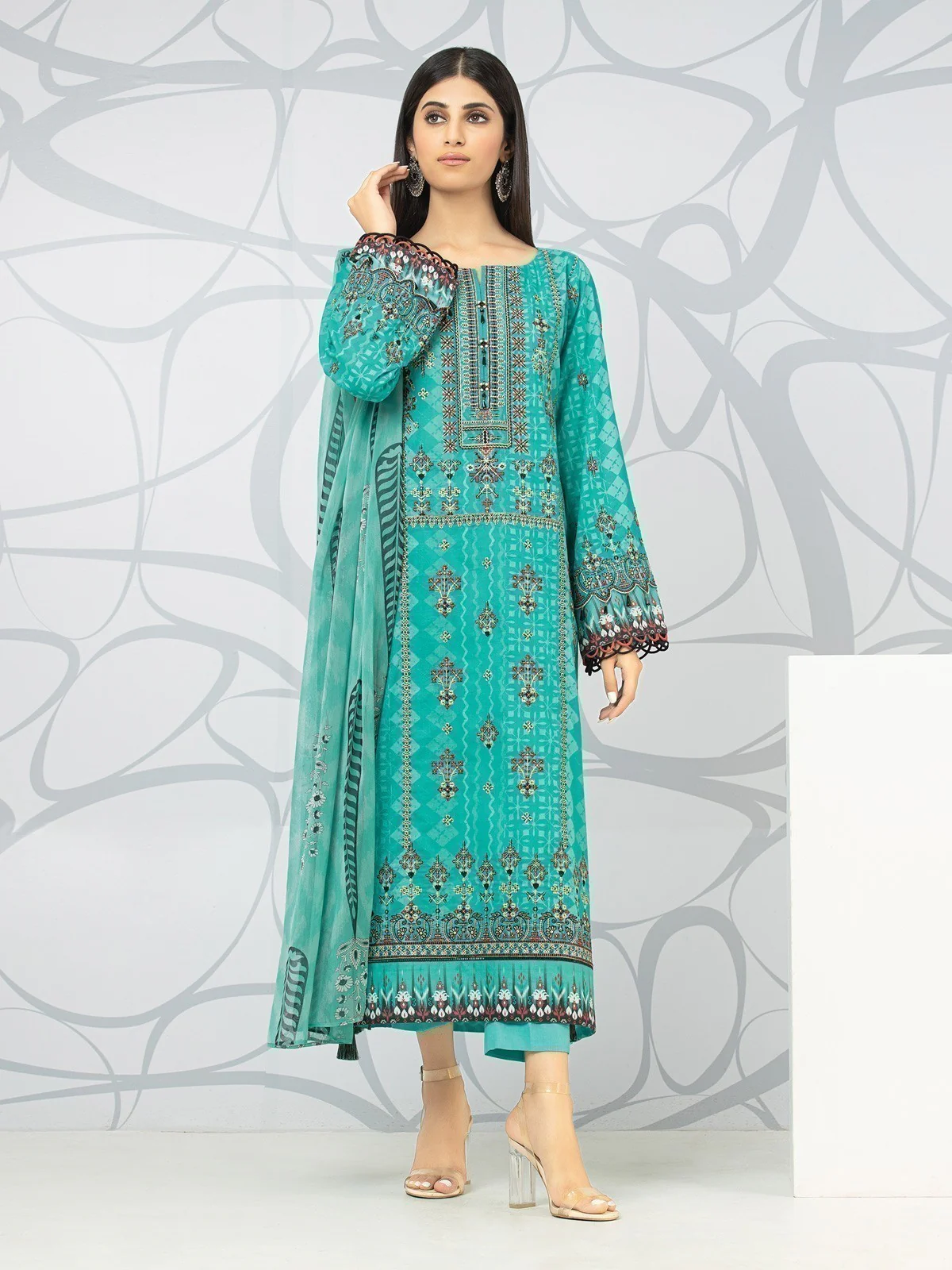 Unstitched Embroidered Lawn Suit - EWU22V1-23756