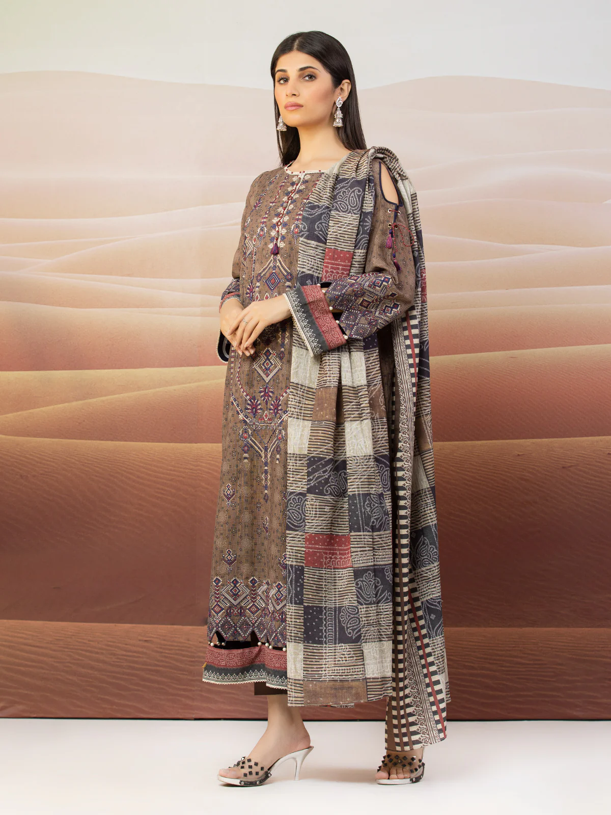 Unstitched Embroidered Crepe Viscose Shirt - EWU22V10-25017S - Image 5
