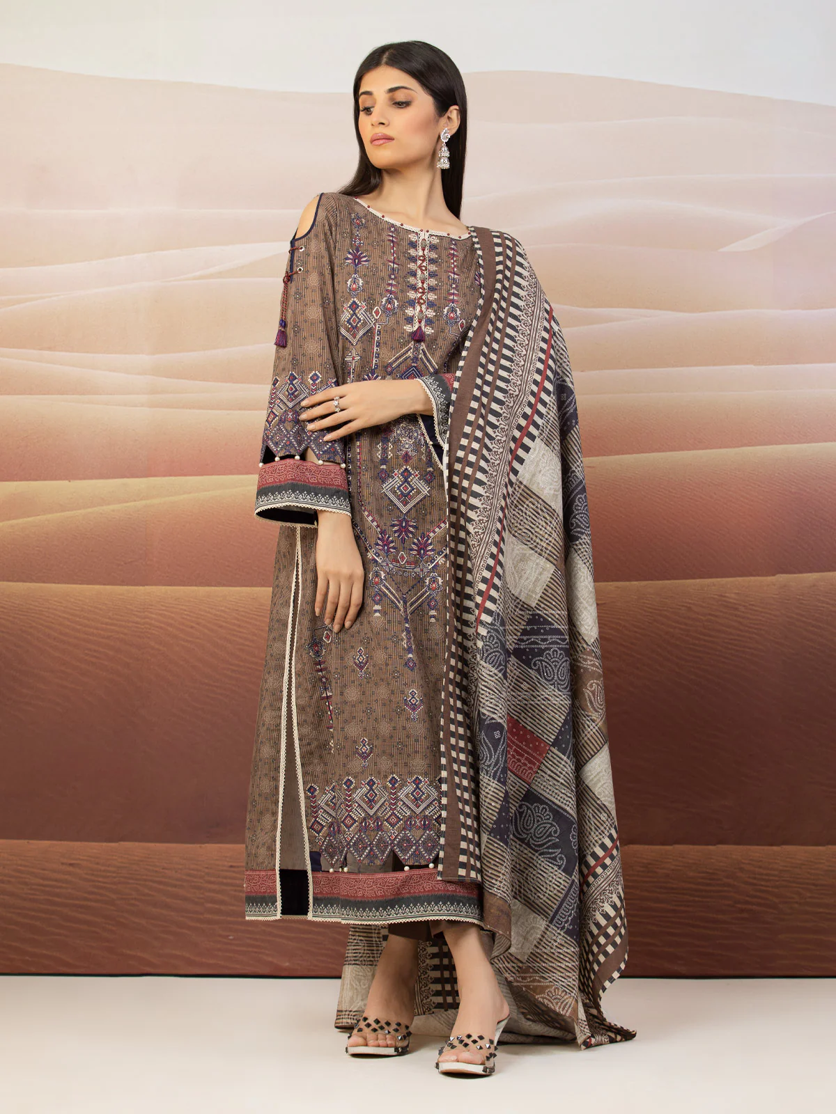 Unstitched Embroidered Crepe Viscose Shirt - EWU22V10-25017S - Image 6