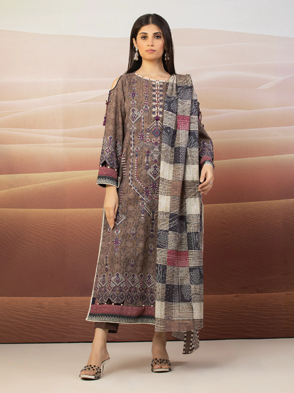 Unstitched Embroidered Crepe Viscose Shirt Trouser - EWU22V10-25017ST