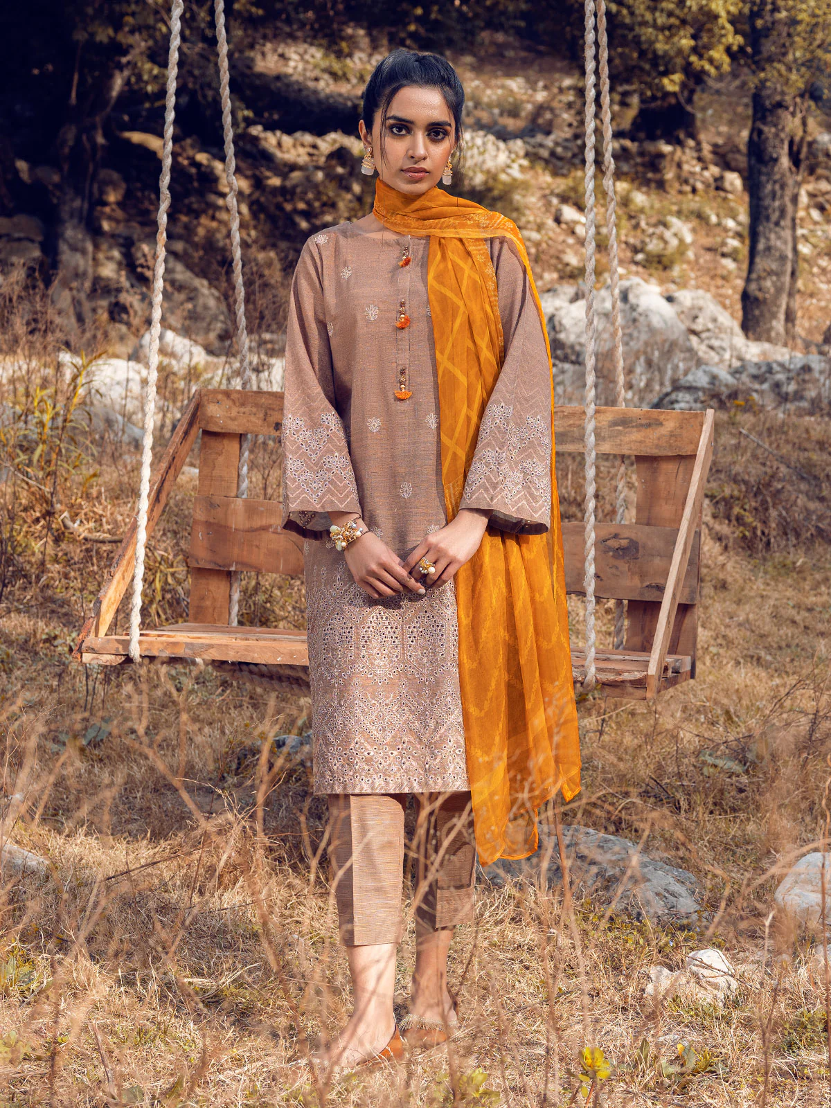 Unstitched Embroidered Khaddar Suit - EWU22V12-25008