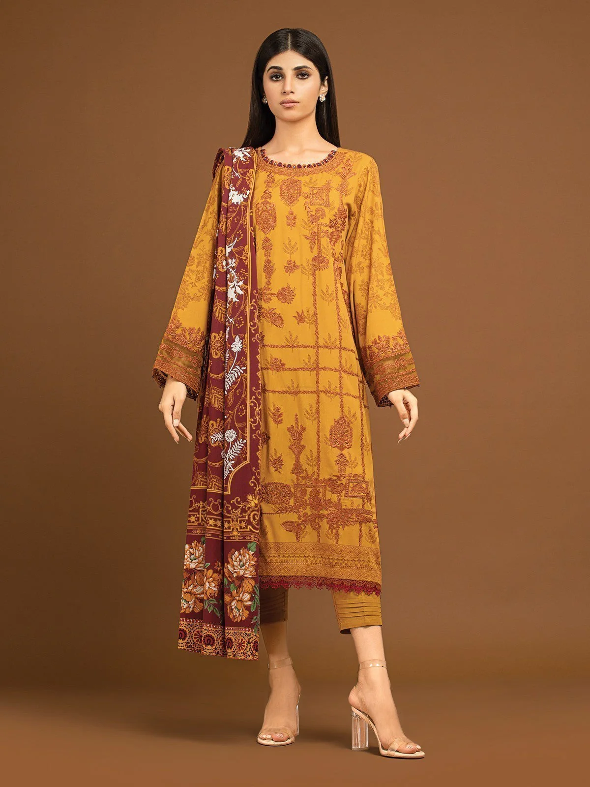Unstitched Embroidered Viscose Suit - EWU22V13-24037XXL