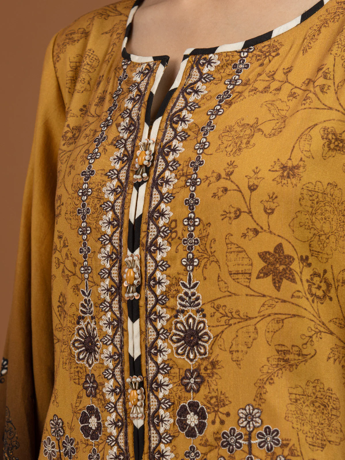 Unstitched Embroidered Viscose Suit - EWU22V13-24044 - Image 2