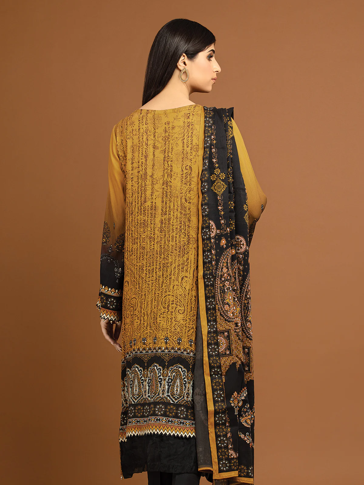 Unstitched Embroidered Viscose Suit - EWU22V13-24044XXL - Image 4