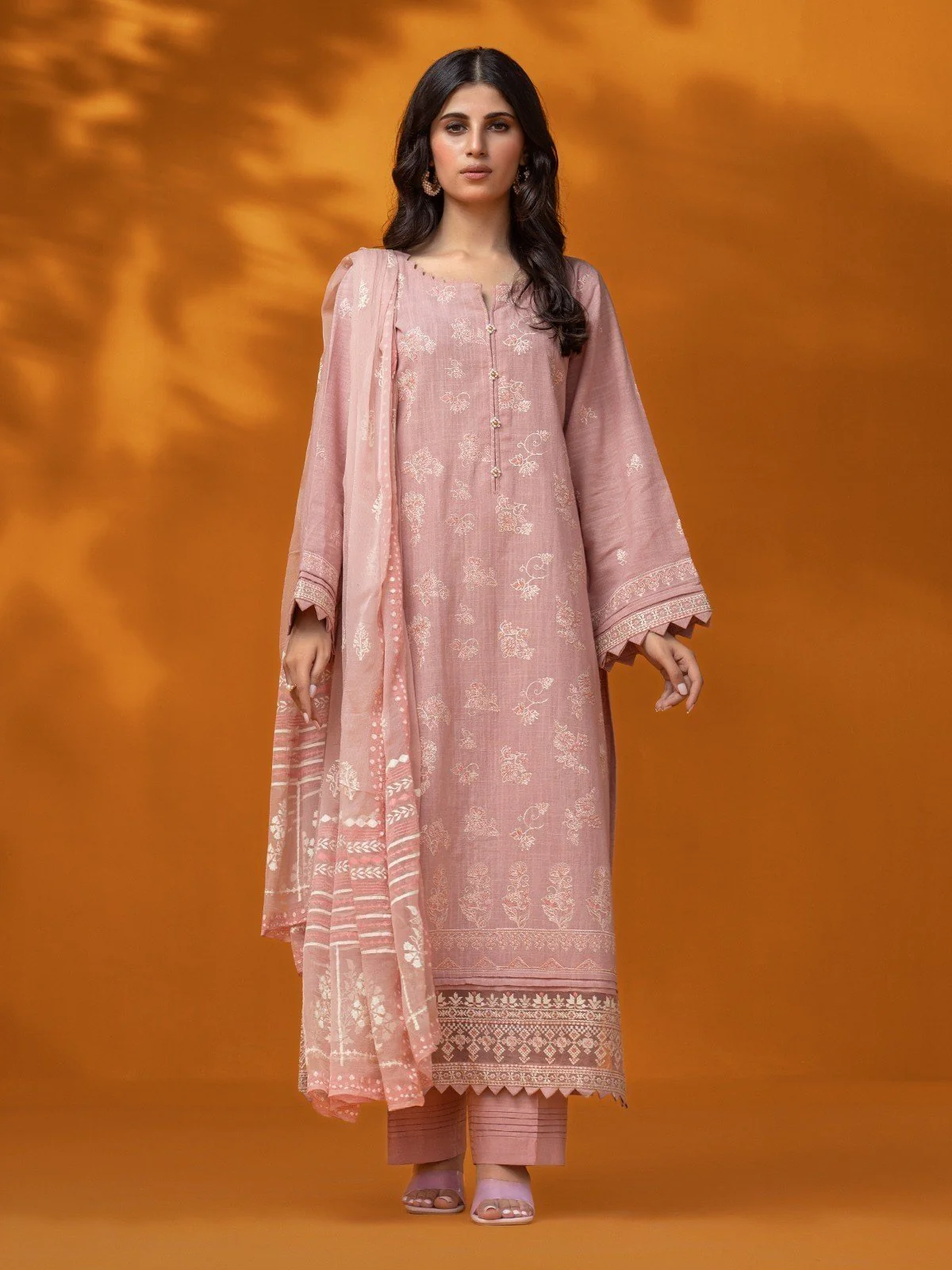 Unstitched Embroidered Cross Hatch Suit - EWU22V17-26498