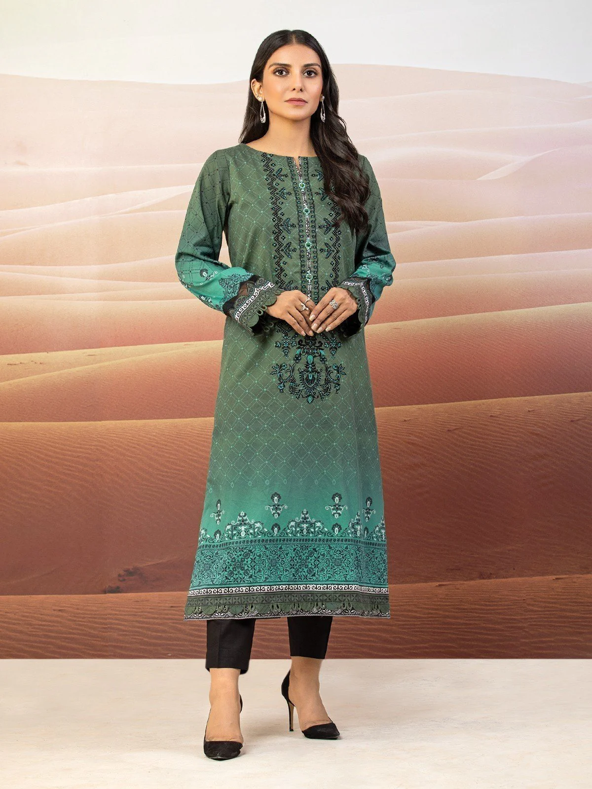 Unstitched Embroidered Cotton Satin Shirt - EWU22V9-25046