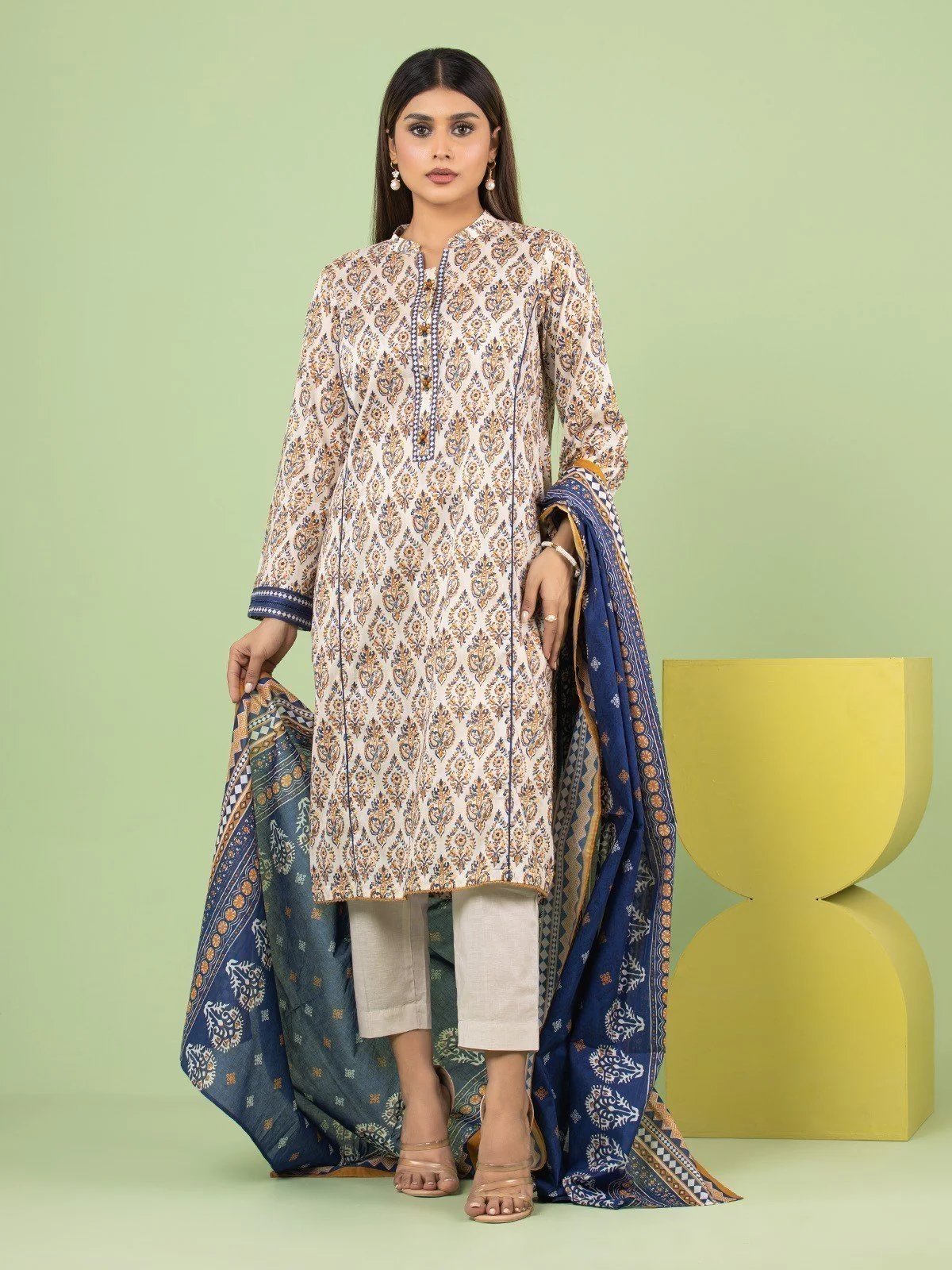 Unstitched Printed Lawn Suit - EWU23A1-26035