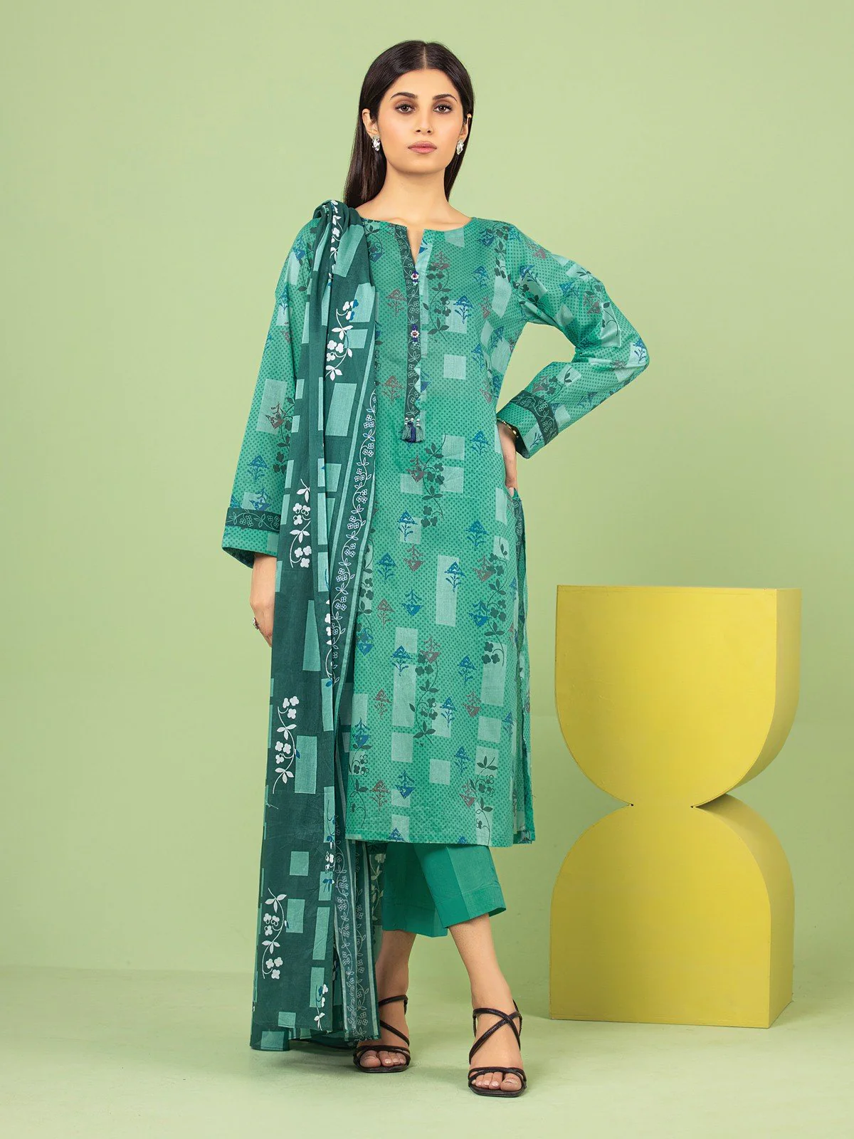 Unstitched Printed Lawn Suit - EWU23A1-26053