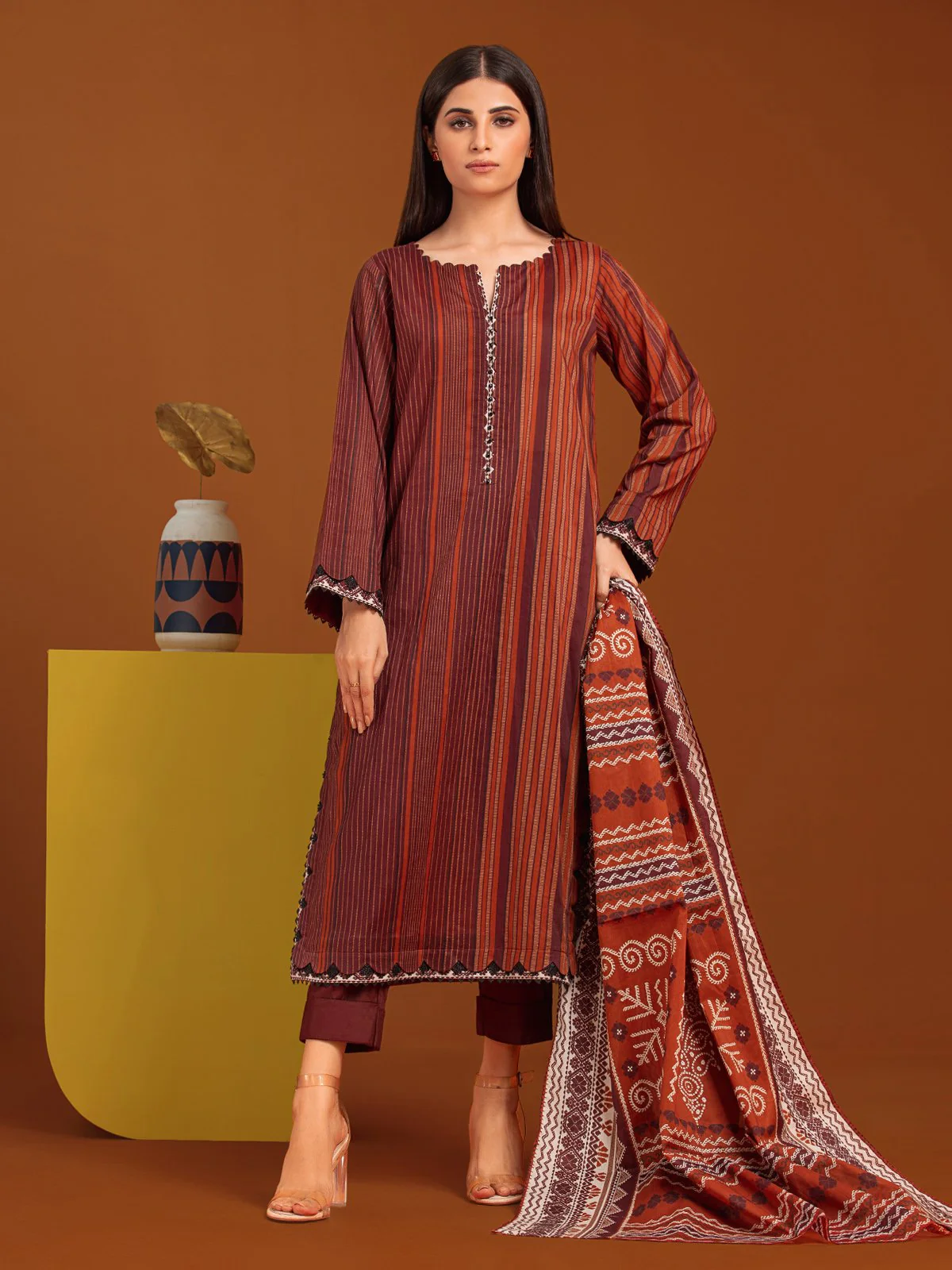 Unstitched Printed Khaddar Suit - EWU23A3-27060-3P