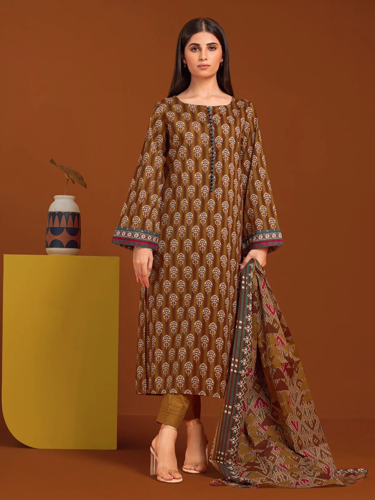 Unstitched Printed Khaddar Suit - EWU23A3-27173-3P