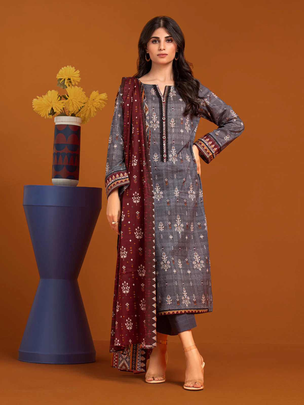 Unstitched Printed Khaddar Suit - EWU23A3-27192-3P