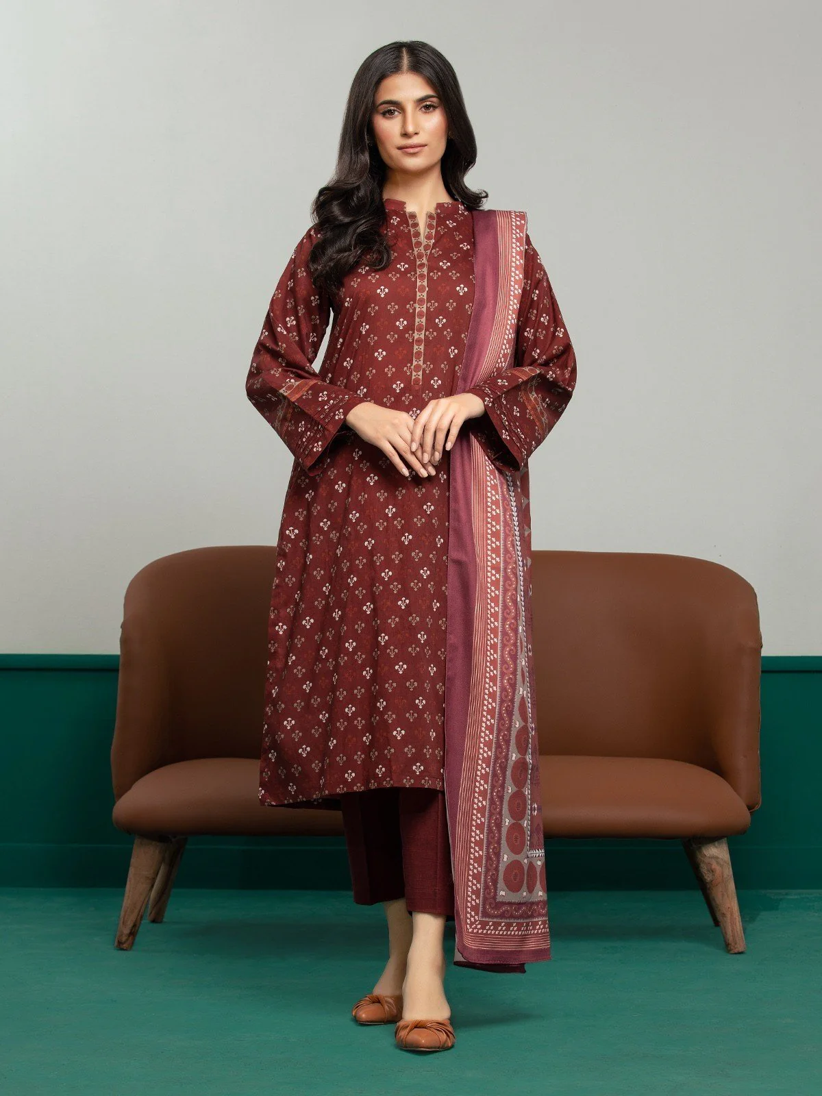 Unstitched Printed Khaddar Suit - EWU23A3S-27615-3P