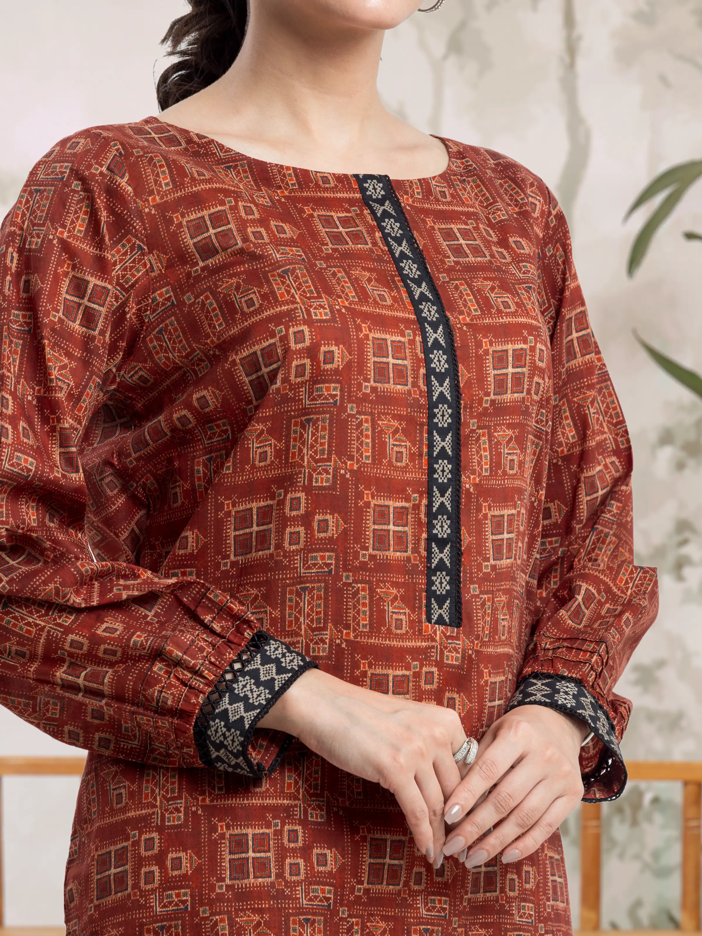 Unstitched Printed Khaddar Suit - EWU24A3-28494-3P - Image 3