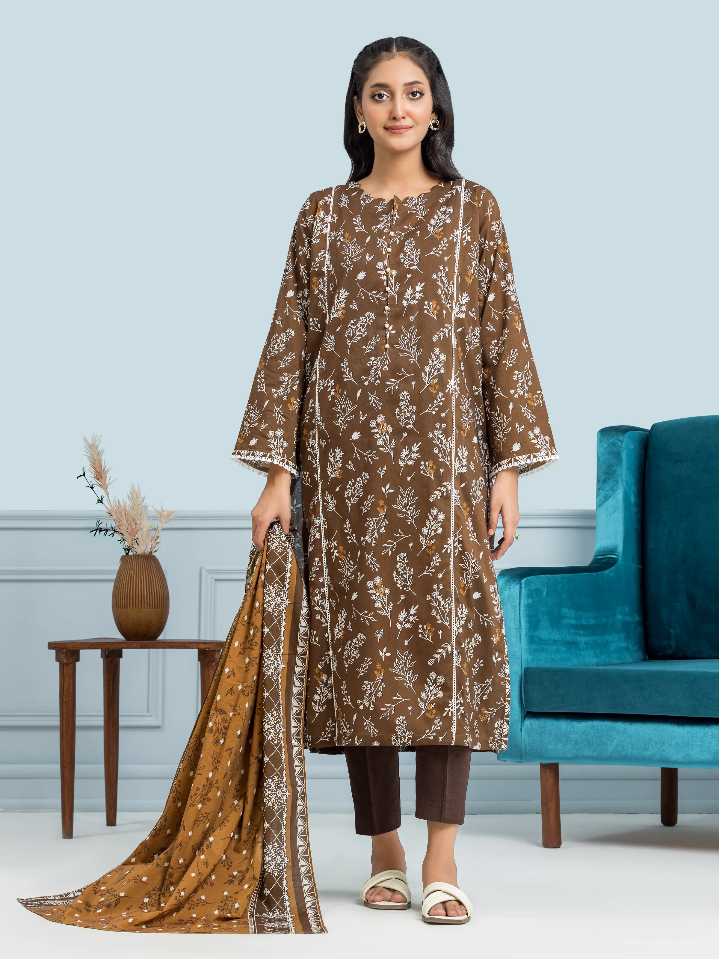 Unstitched Printed Khaddar Suit - EWU24A3-29651-3P