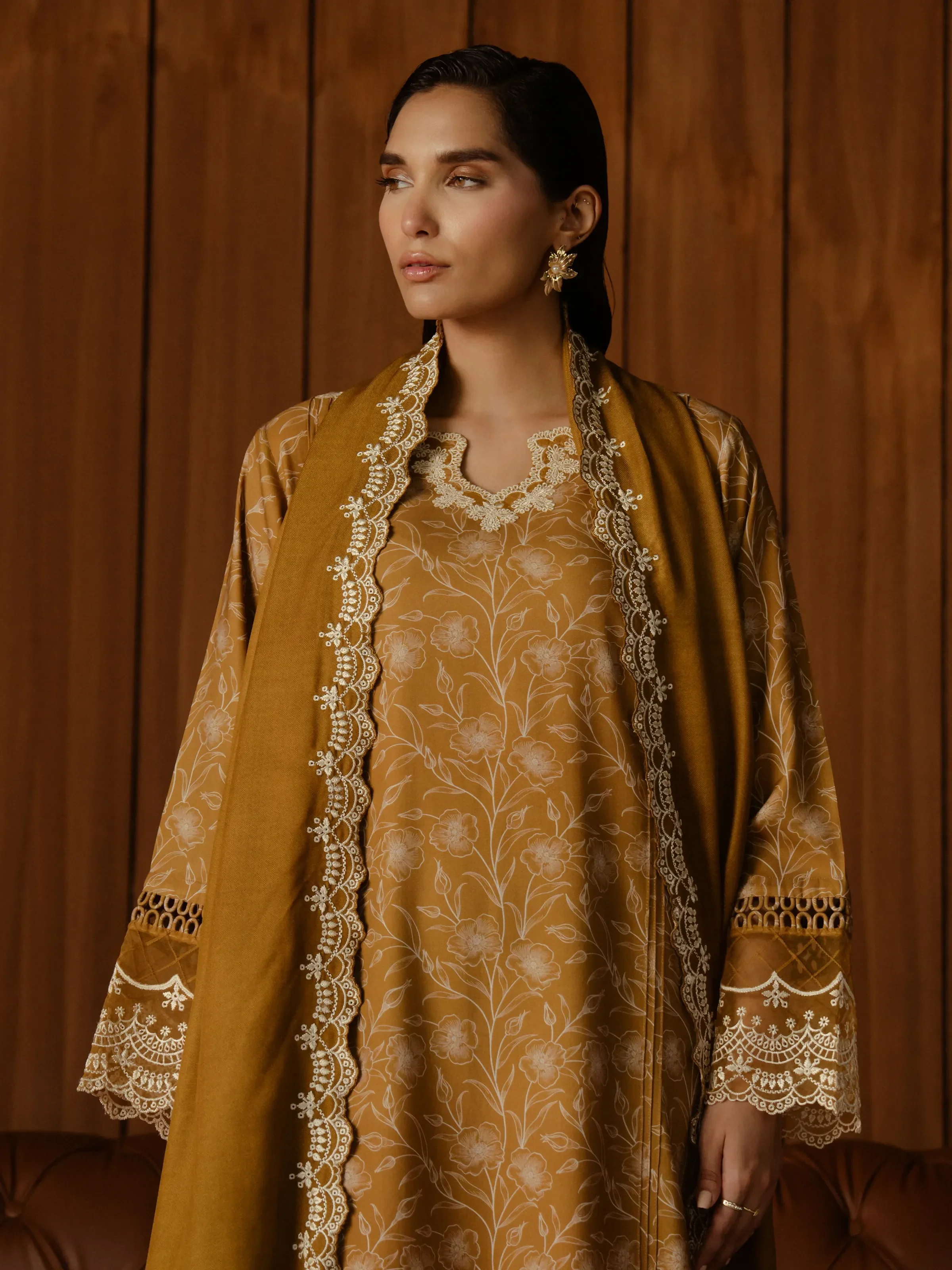 Unstitched Embroidered Marina Twill Shirt Trouser - EWU24V14-30178ST - Image 6