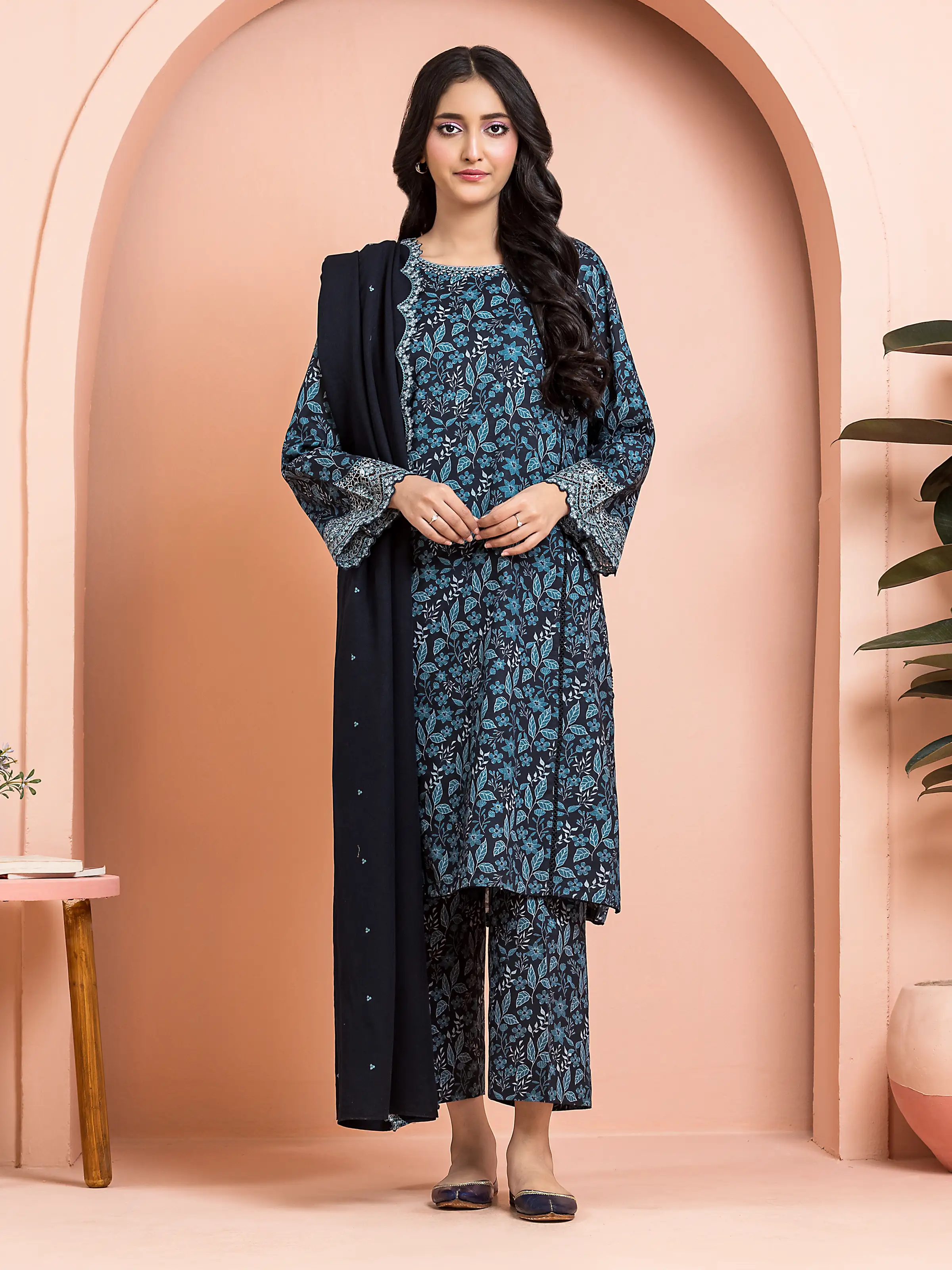 Unstitched Embroidered Marina Twill Shirt Trouser - EWU24V14-30181ST