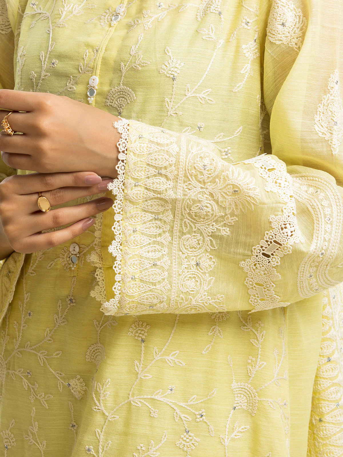 Unstitched Embroidered Chanderi Suit - EWU24V6-28736-3P - Image 4