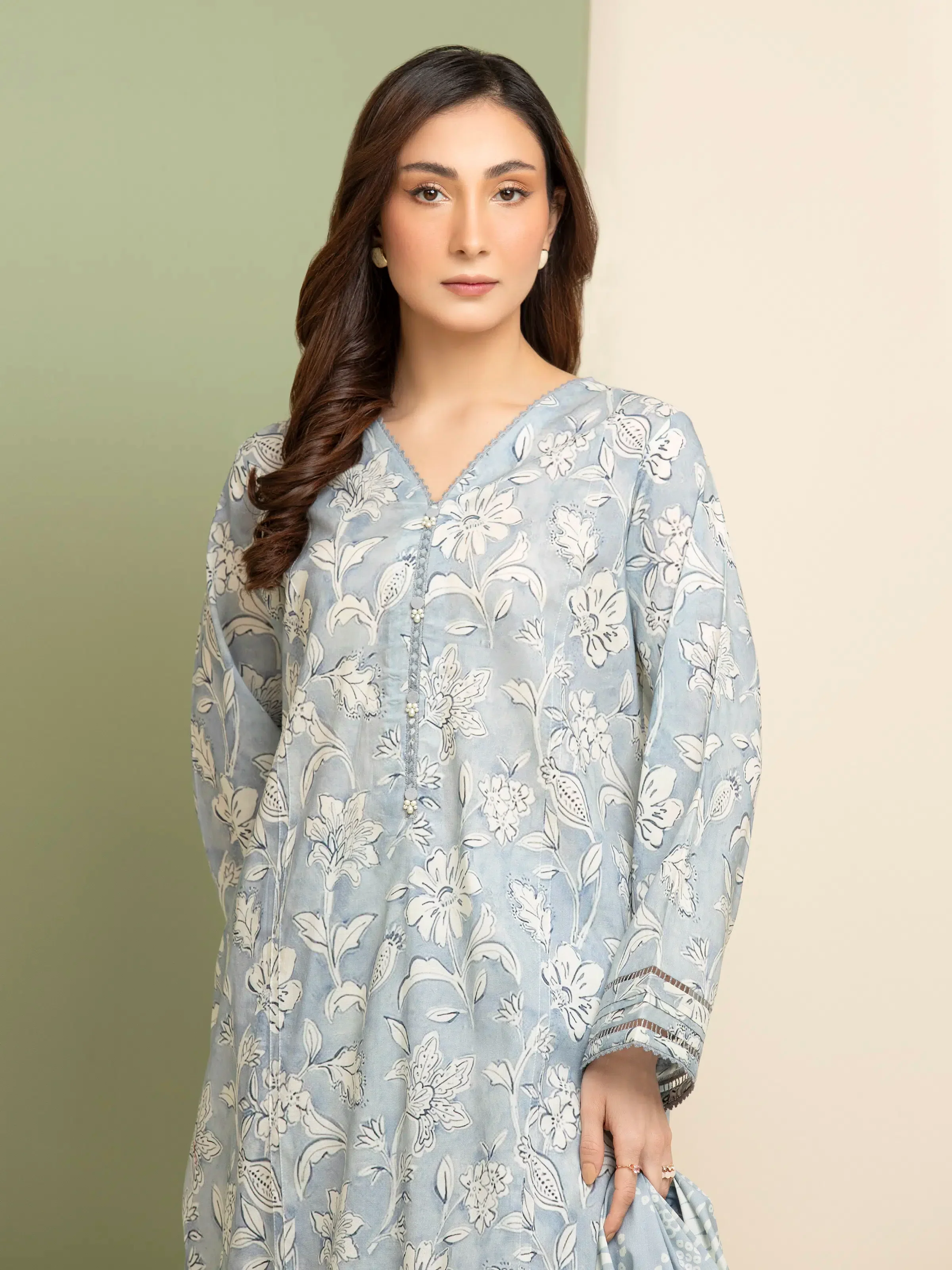Unstitched Printed Lawn Shirt Dupatta - EWU5A1-35087SD
