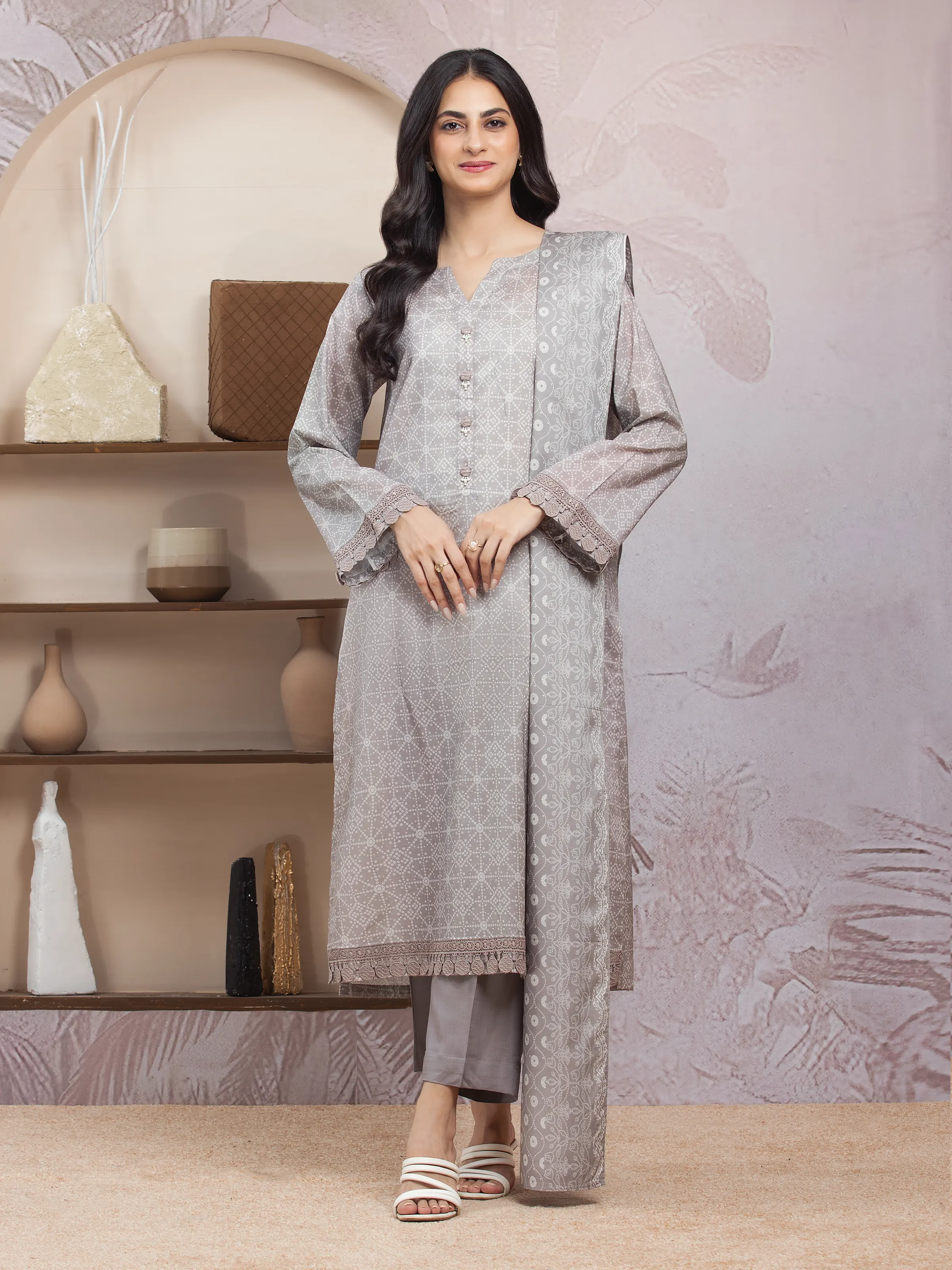 Unstitched Printed Lawn Shirt Dupatta - EWU5A1-35219SD