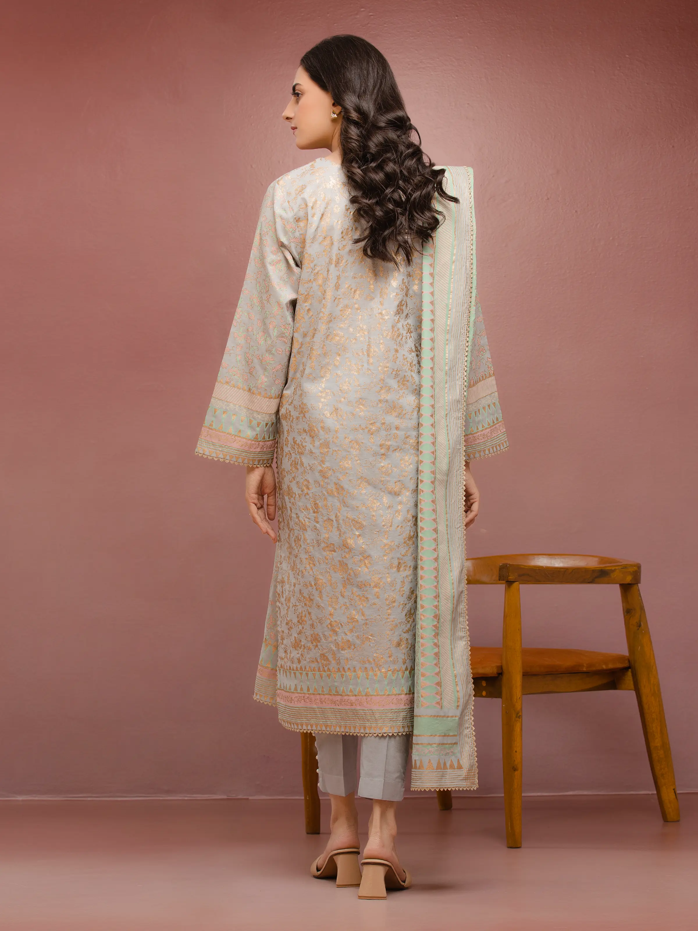 Unstitched Block Print Cambric Shirt Trouser - EWU5M1-023ST - Image 5