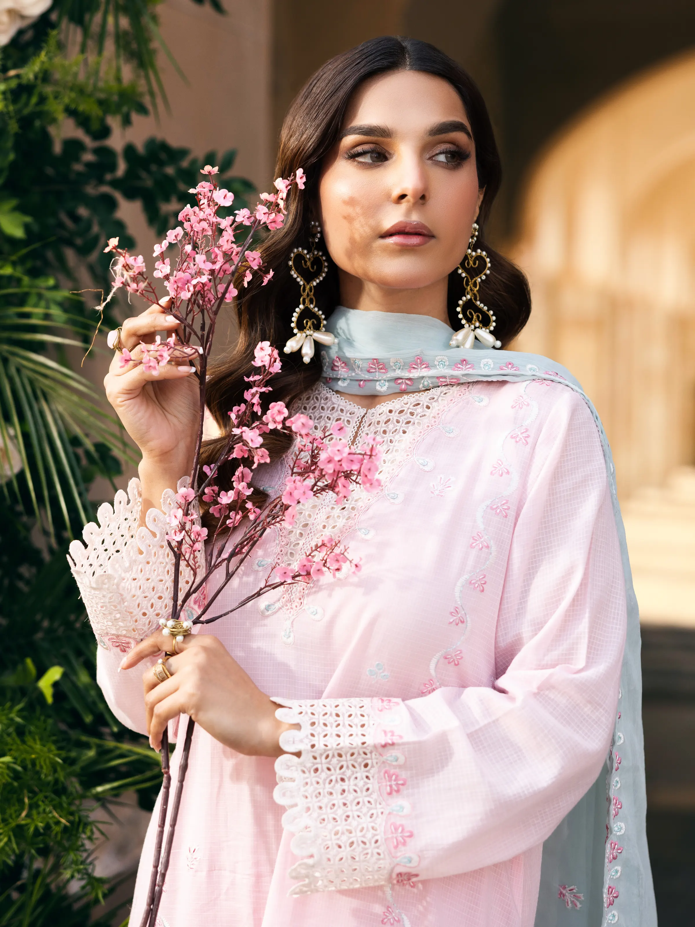 Unstitched Embroidered Lawn Shirt Dupatta - EWU5V1-31236SD