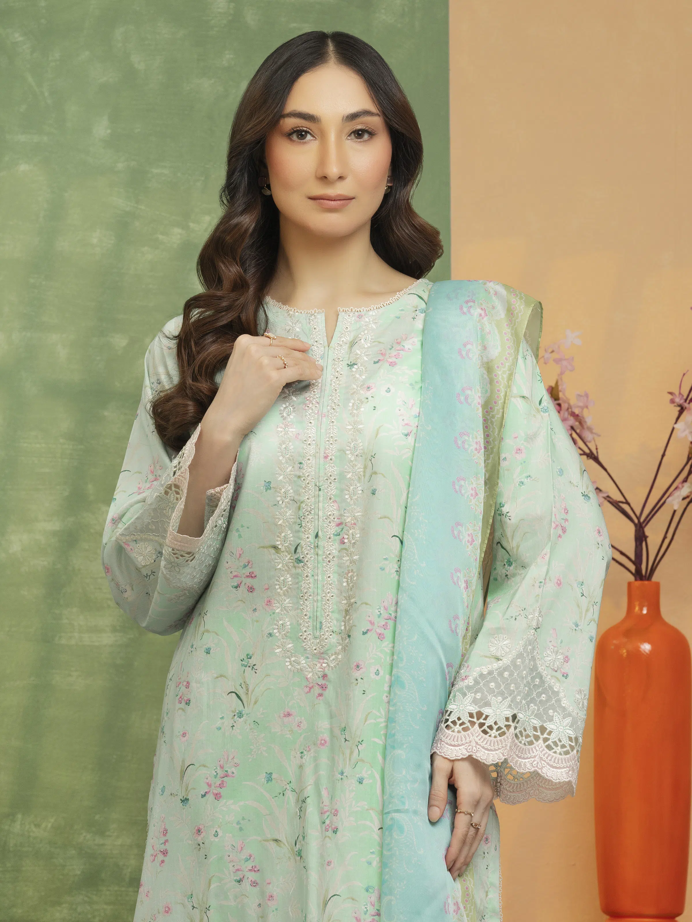 Unstitched Embroidered Lawn Shirt Trouser - EWU5V1-31442ST - Image 2