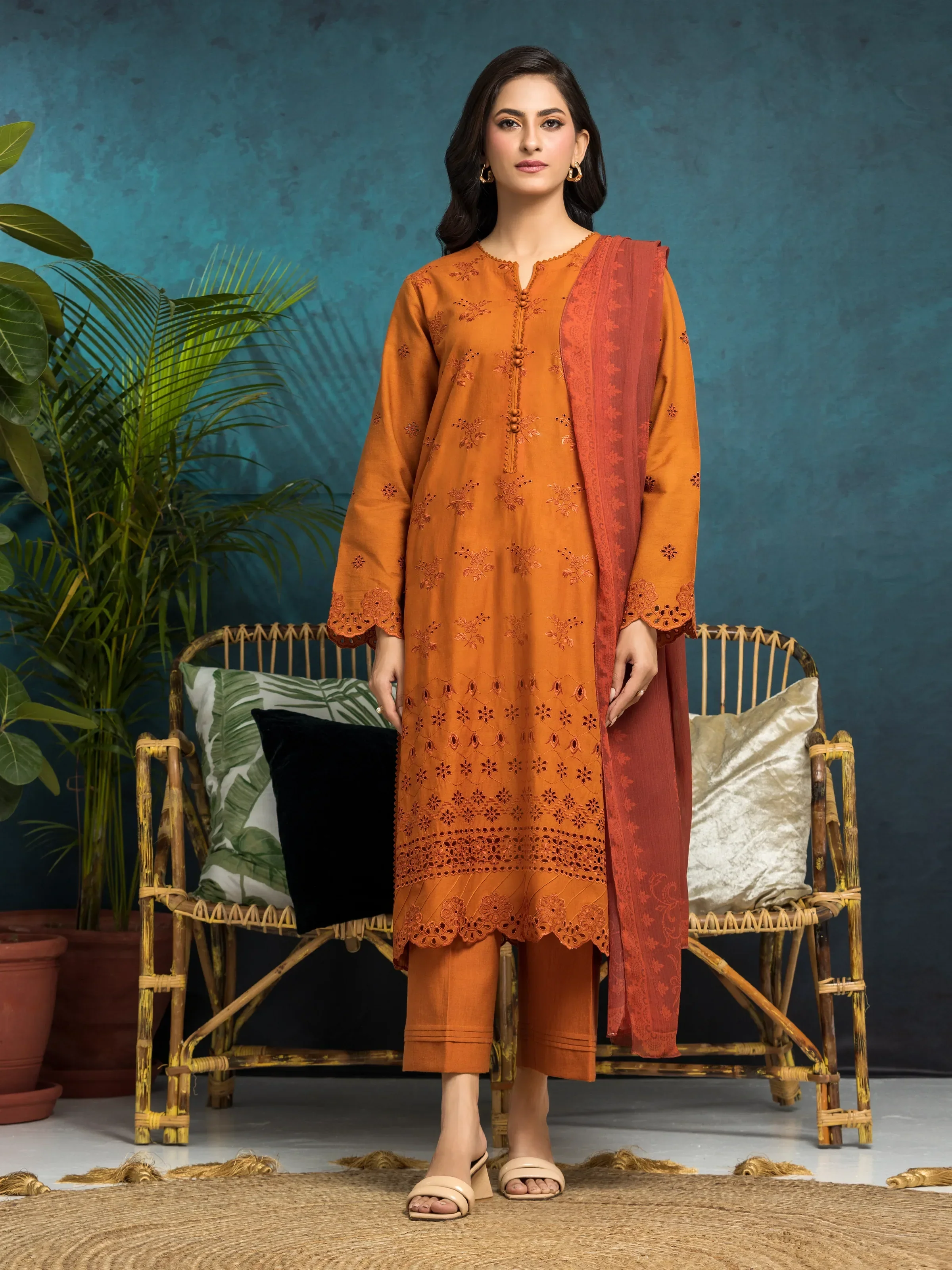 Unstitched Embroidered Cambric Shirt Trouser - EWU5V2-31021ST