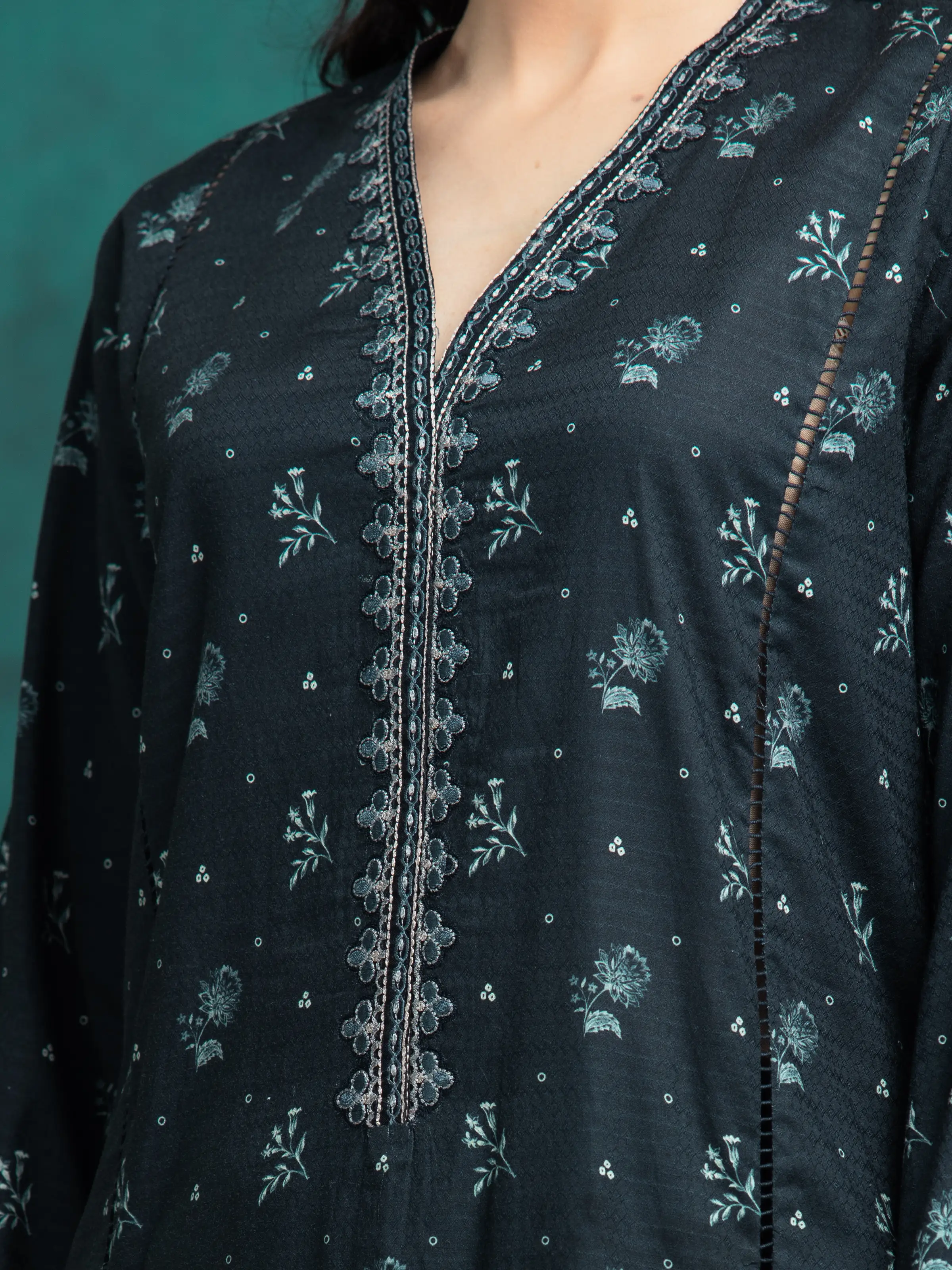 Unstitched Embroidered Dobby Shirt Trouser - EWU5V7-30362ST - Image 3