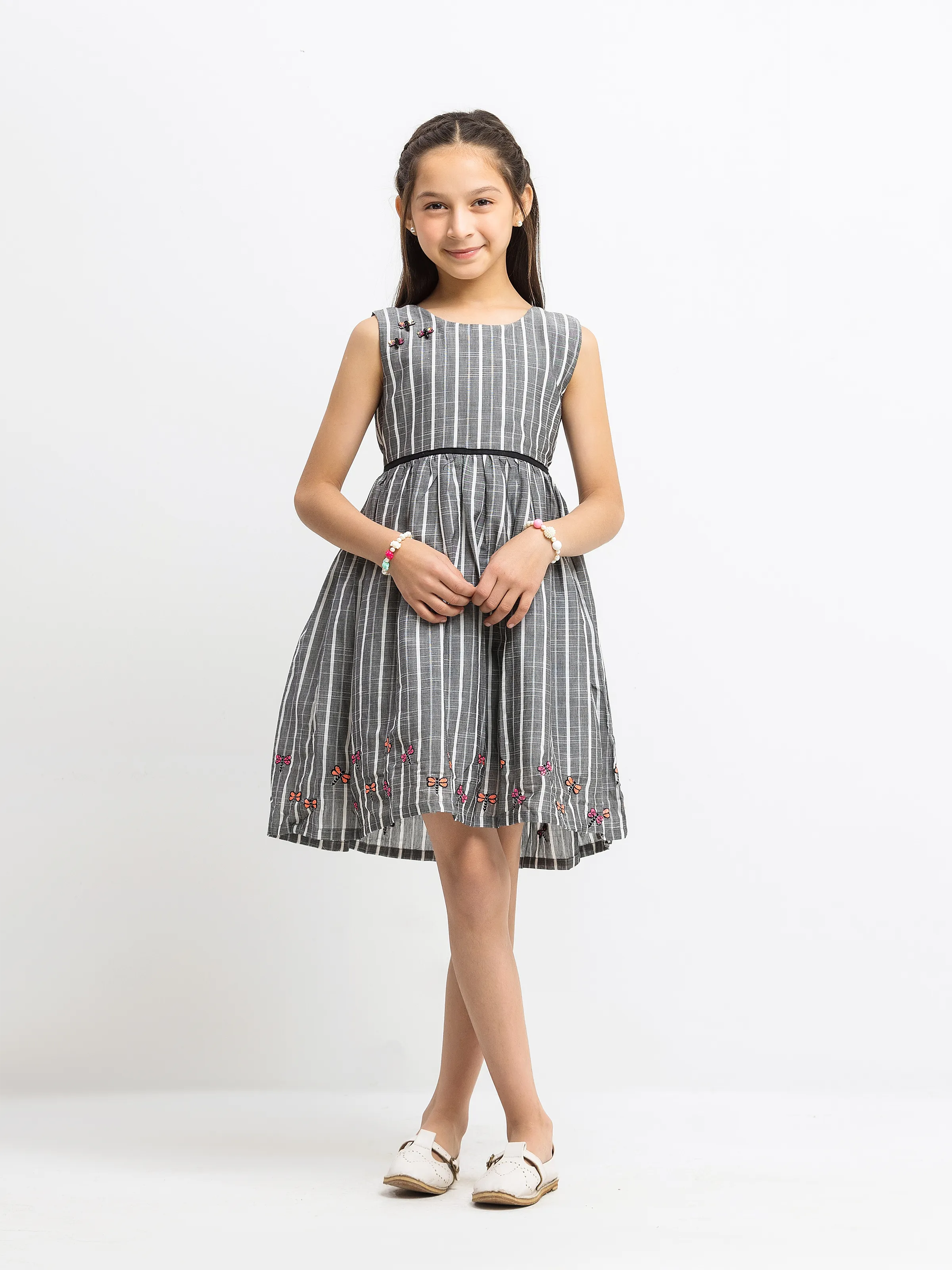 Girl's Dark Grey Frock - EGTF24-200073