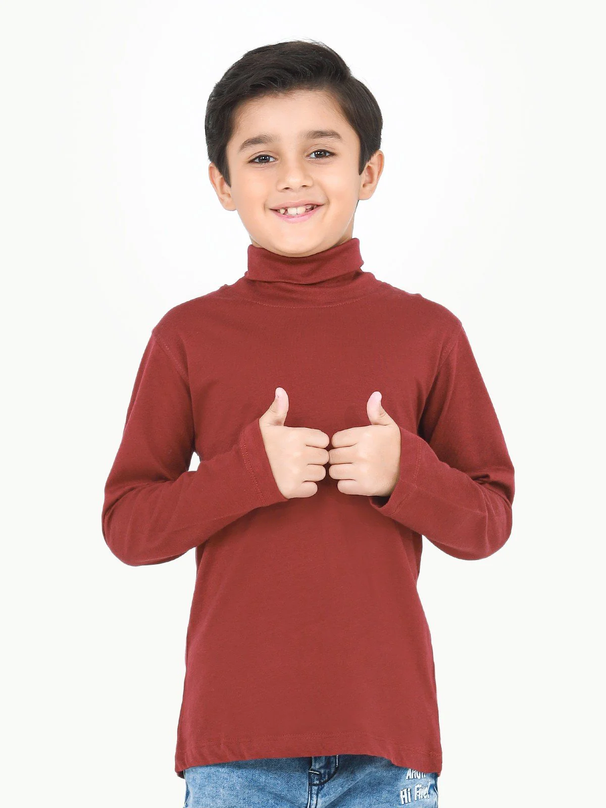 Kids' Maroon High Neck Tee - EKTBF22-003 - Image 2