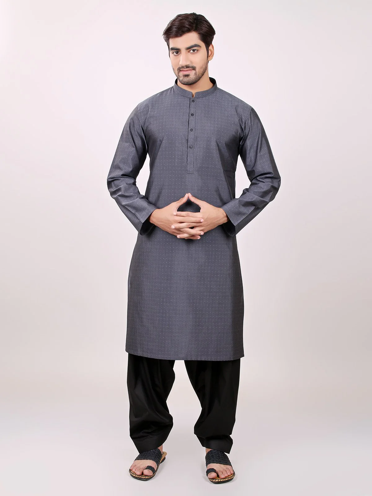 Men's Grey Kurta - 9235-S Men's Kurta