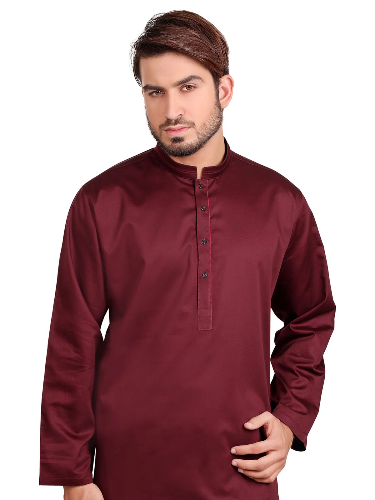 Men's Maroon Kurta - 9261-S Men's Kurta