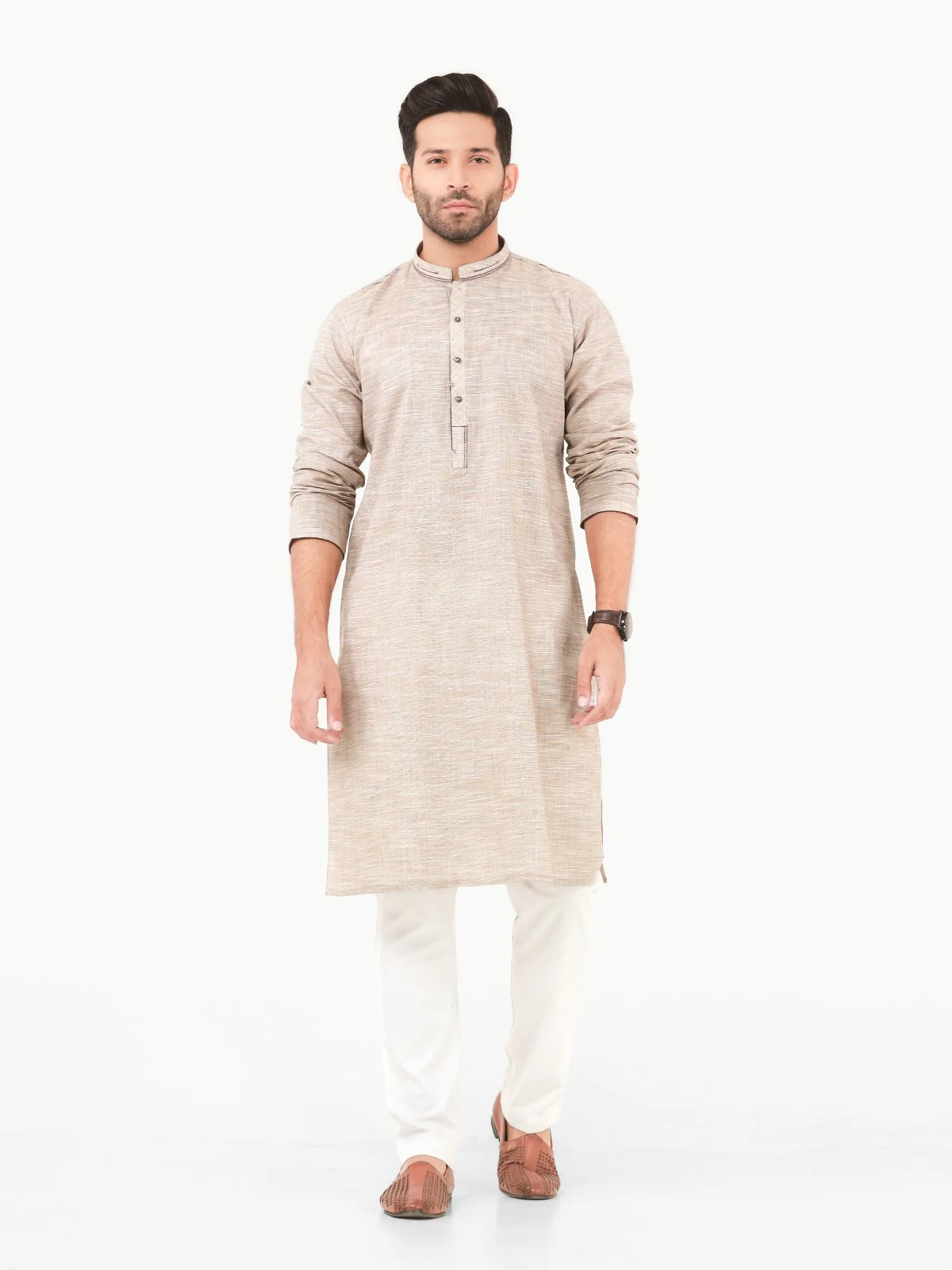 Men's Beige Kurta - EMTK22S-99214