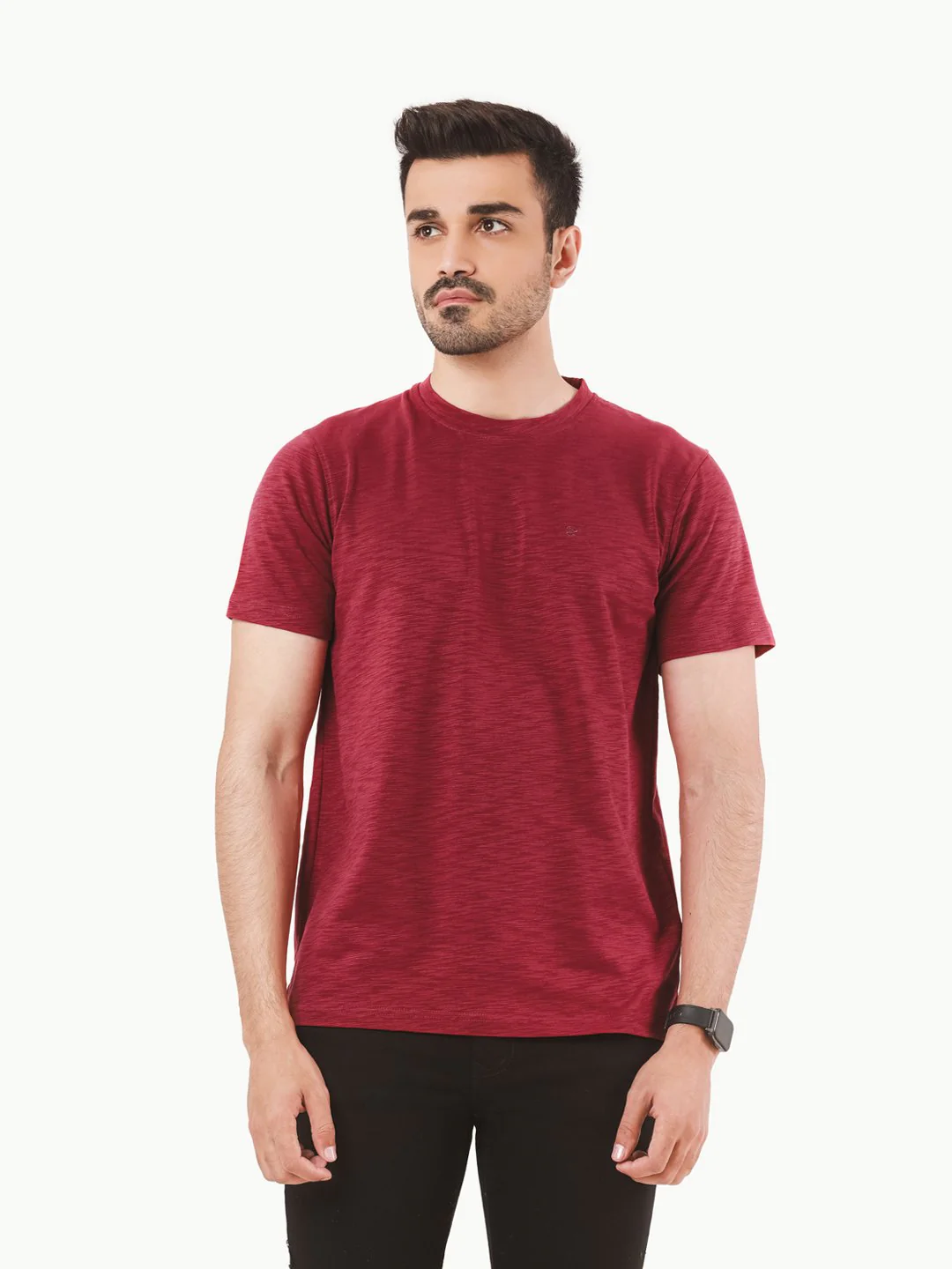 Men's Burgundy Basic Tee - EMTBT22-003