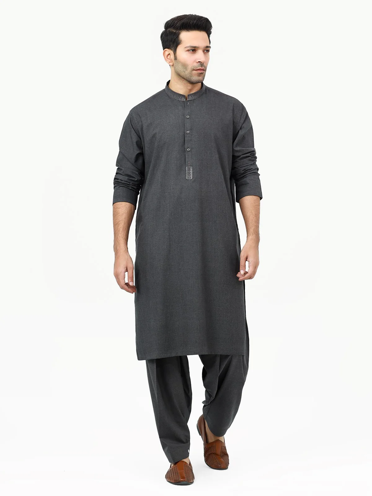 Men's Charcoal Shalwar Kameez - EMTKS22S-40980