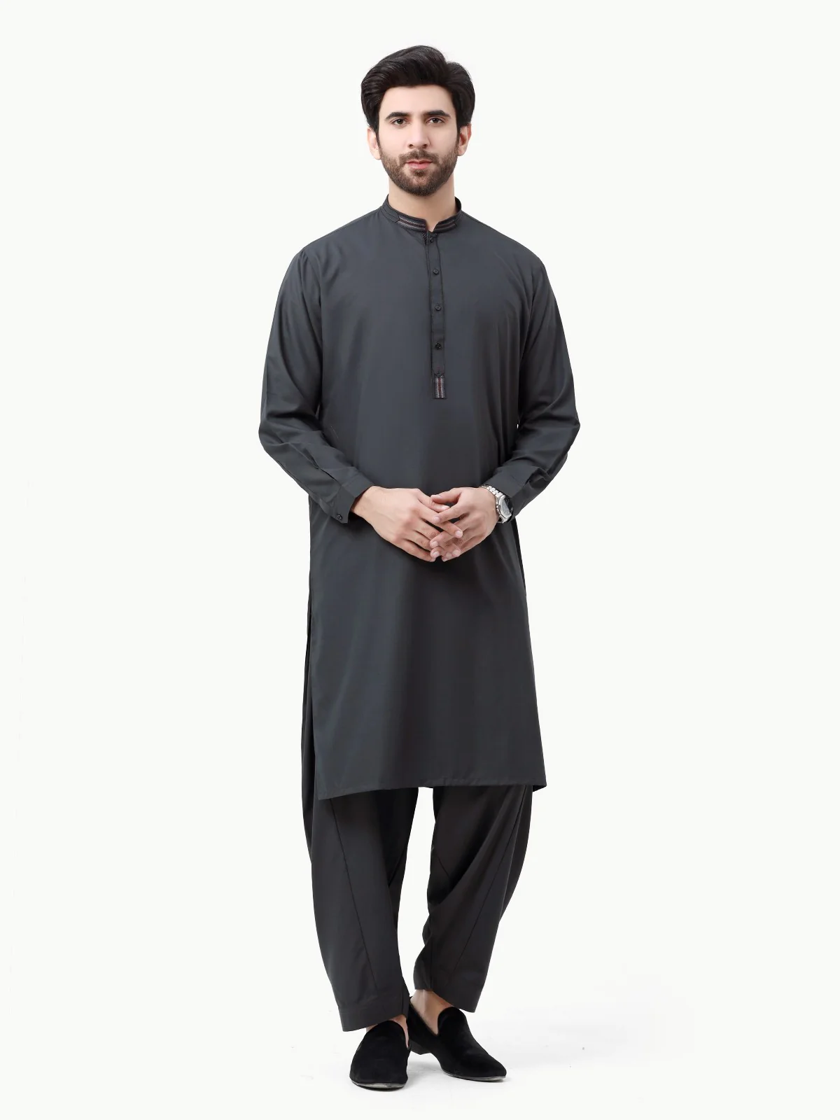Men's Charcoal Shalwar Kameez - EMTKS23-40992
