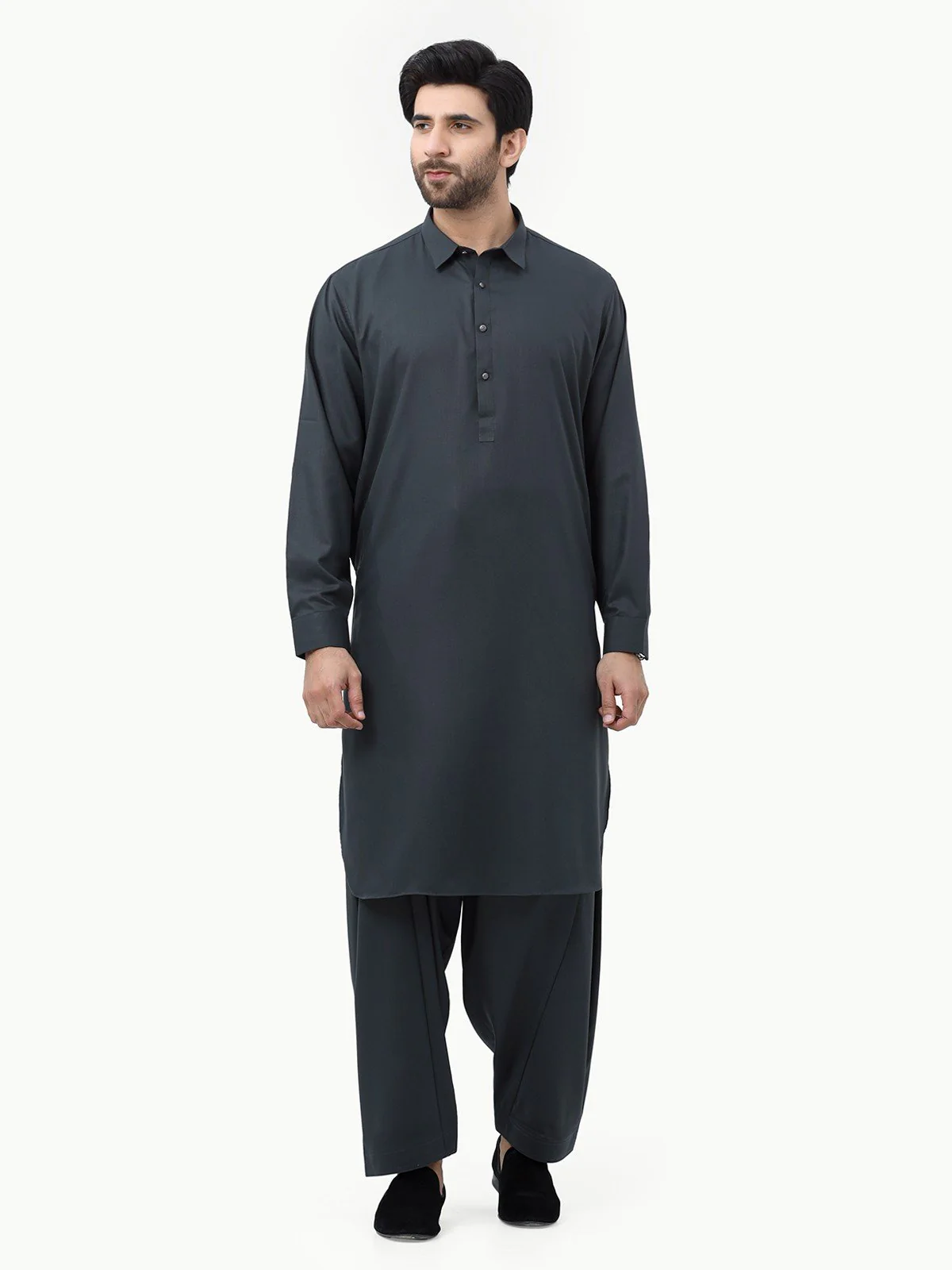 Men's Charcoal Shalwar Kameez Plain - EMTKSP23-41000