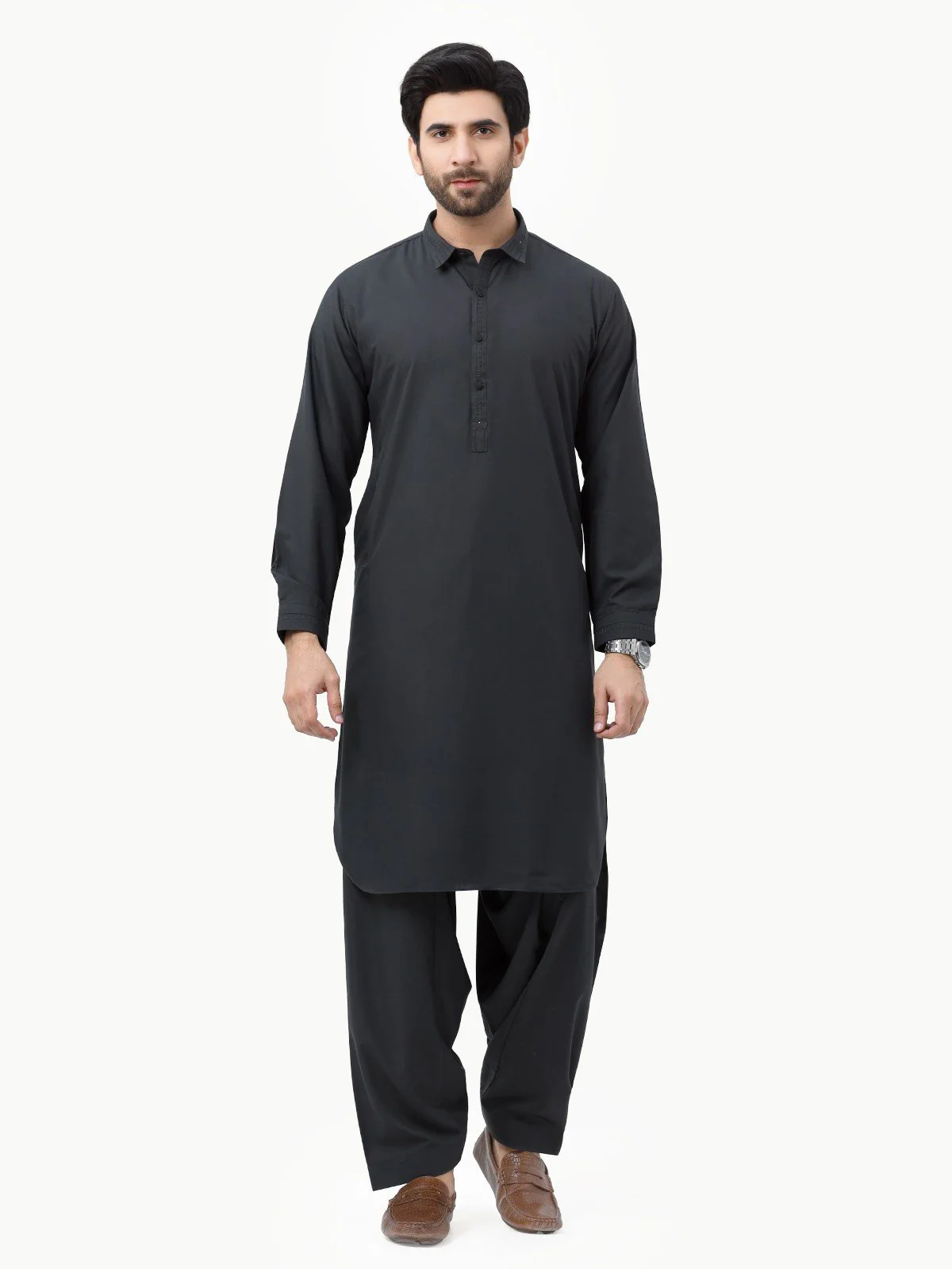 Men's Charcoal Shalwar Kameez - EMTSW23-99297