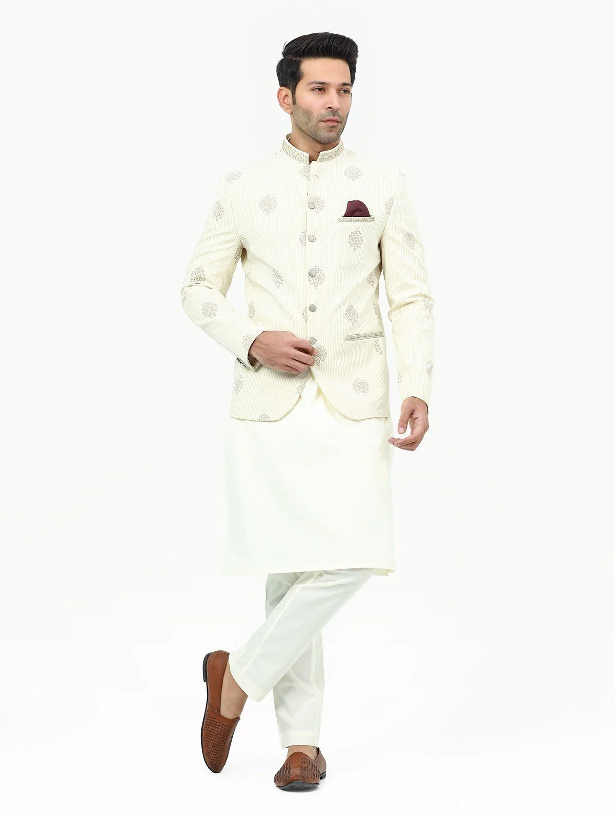 Men's Cream Prince Suit - EMTPCS22-004