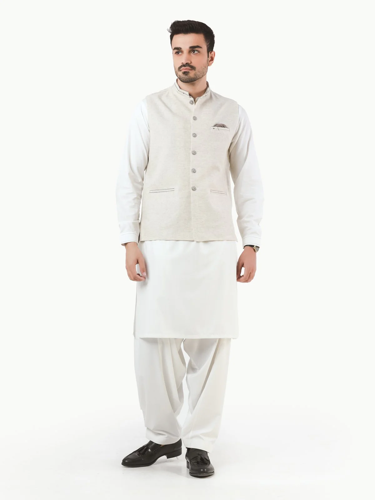 Men's Cream Waist Coat - EMTWC22-35788