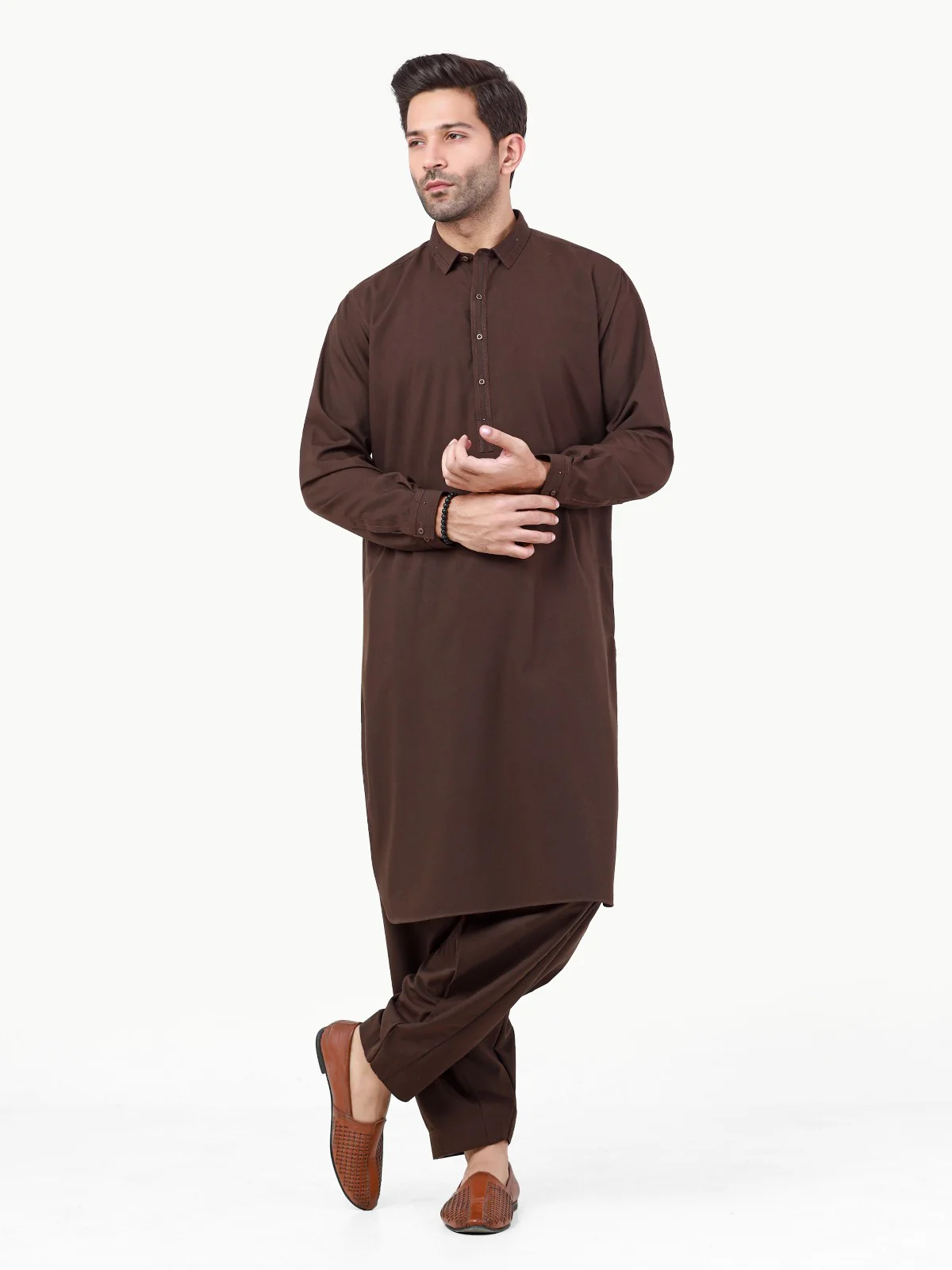 Men's Dark Brown Shalwar Kameez - EMTSW22S-99259